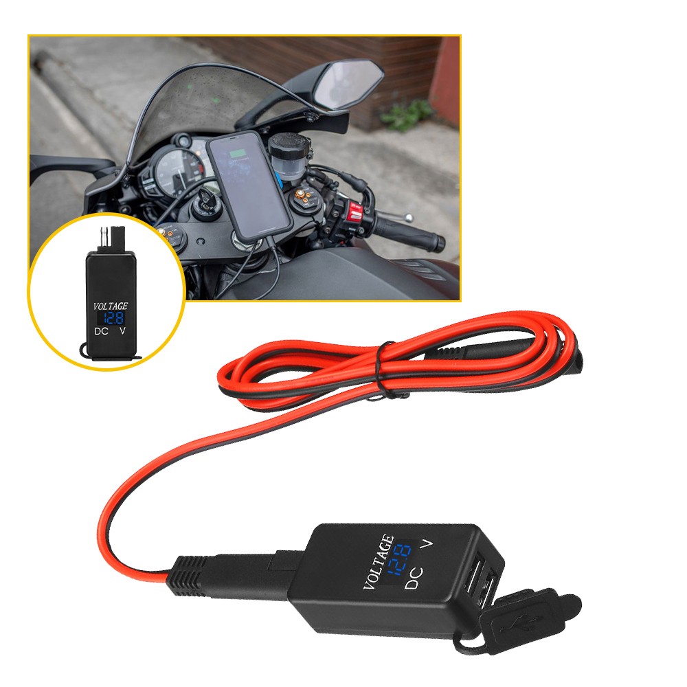 QC 3.0 Motorcycle Dual USB Phone GPS Super Fast Charger Adapter LED Waterproof