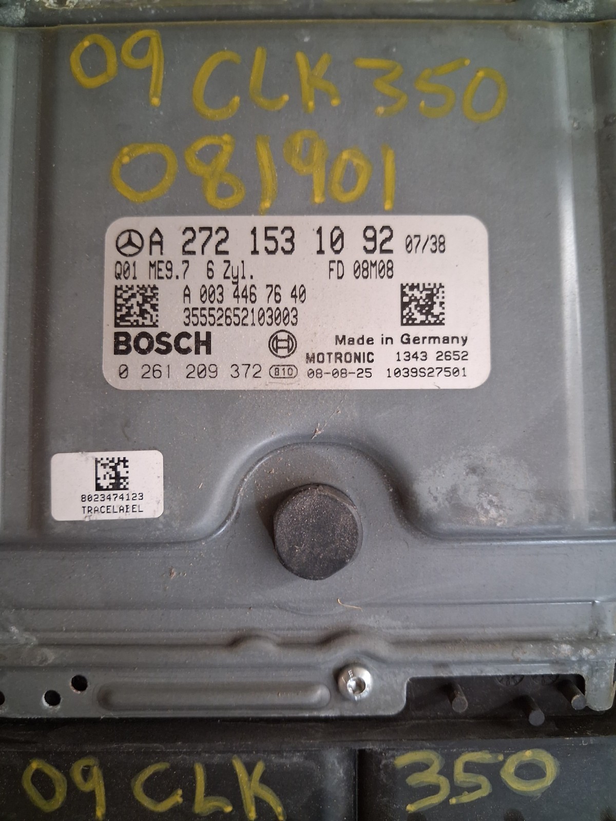 2009 MERCEDES CLK350 ECU ENGINE COMPUTER A2721531092