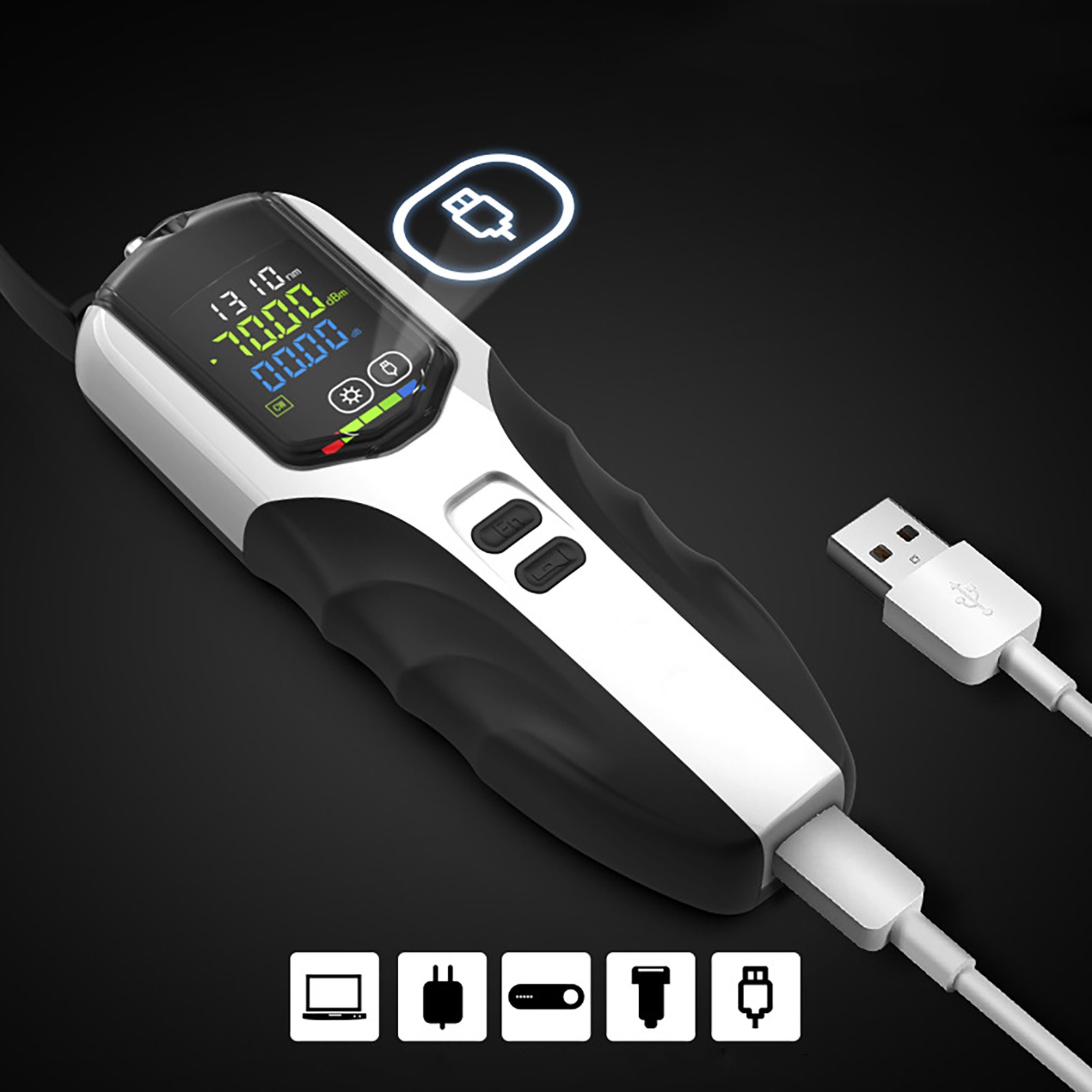 Multifunction Optical Power Meter ‑50~+26dBm Fiber Optic Cable Tester Tool Kit