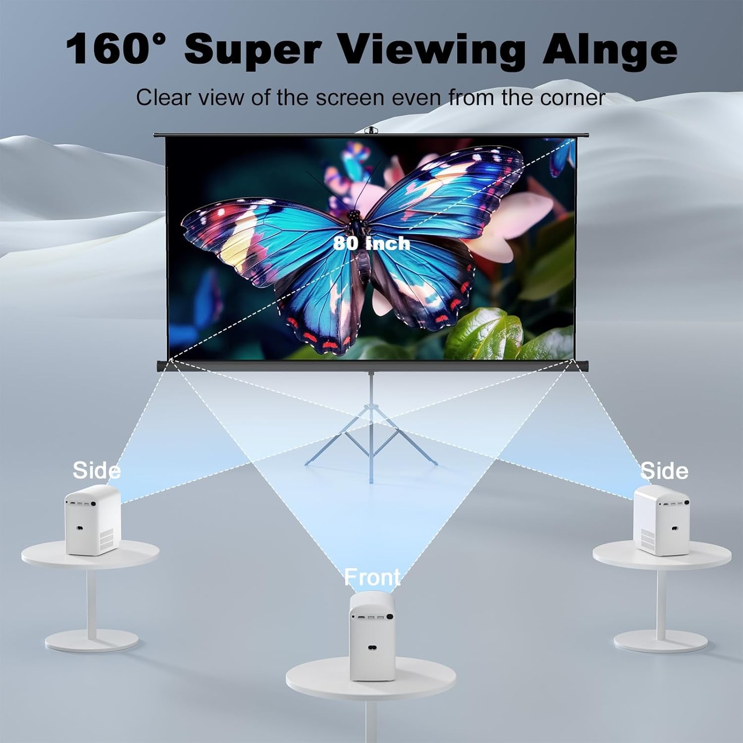 Outdoor Projector Screen with Stand Tripod, Indoor Pull Up Portable...