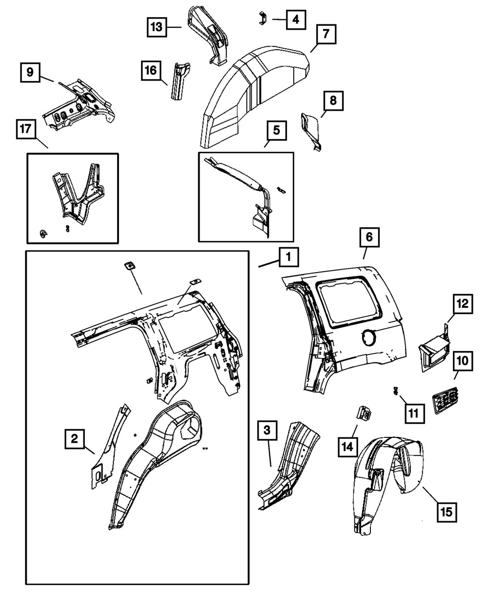 Genuine Mopar Quarter Inner Reinforcement Left 5160089AB