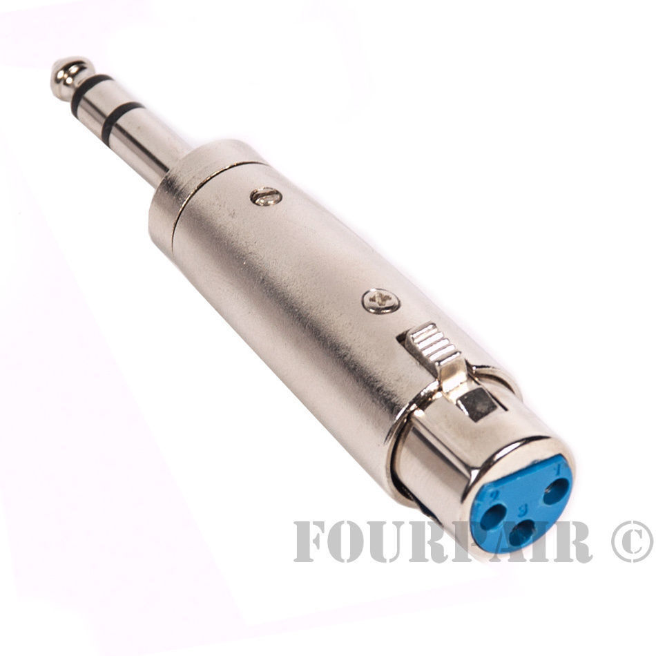 3-Pin XLR Female to 1/4 6.35mm Stereo Male Plug TRS Audio Cable Cord Mic Adapter