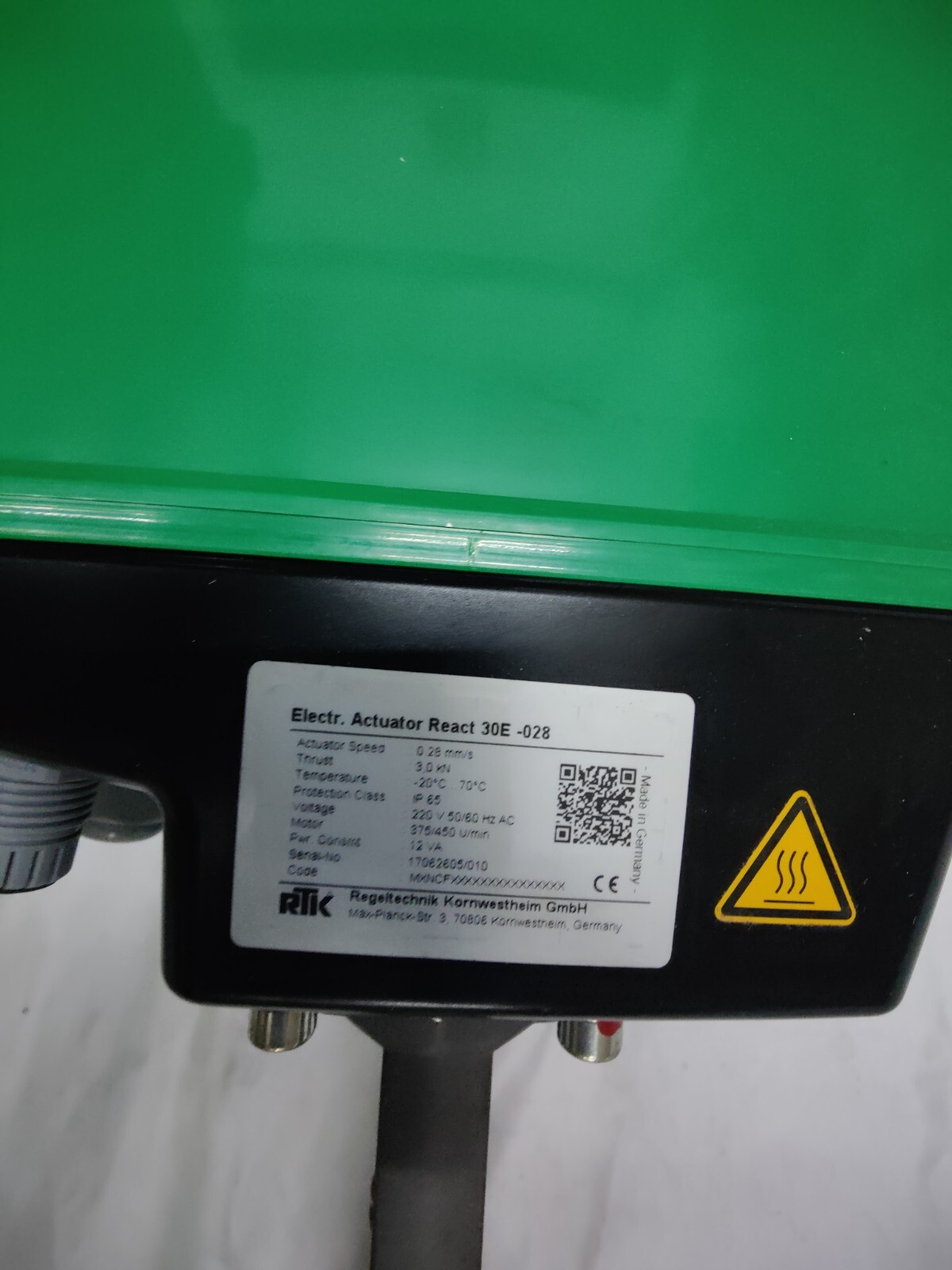 RTK Electric Actuator REact 30E -028 WITH MV 5211 REflex 2-way control valve