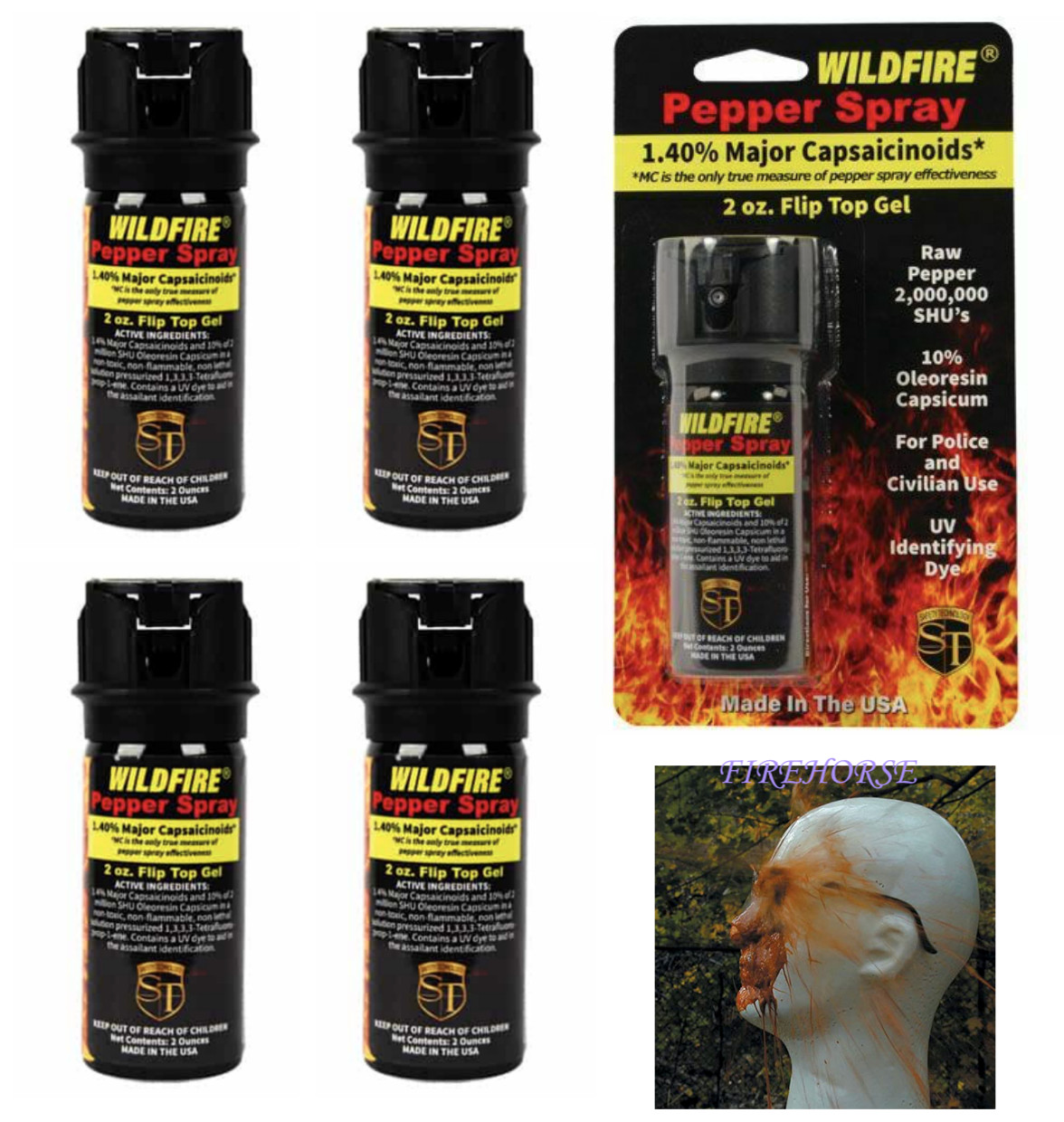 [LOT of 5] HOTTEST!! WILDFIRE 1.4MC STICKY PEPPER GEL SPRAY 2oz.FLIP TOP GEL