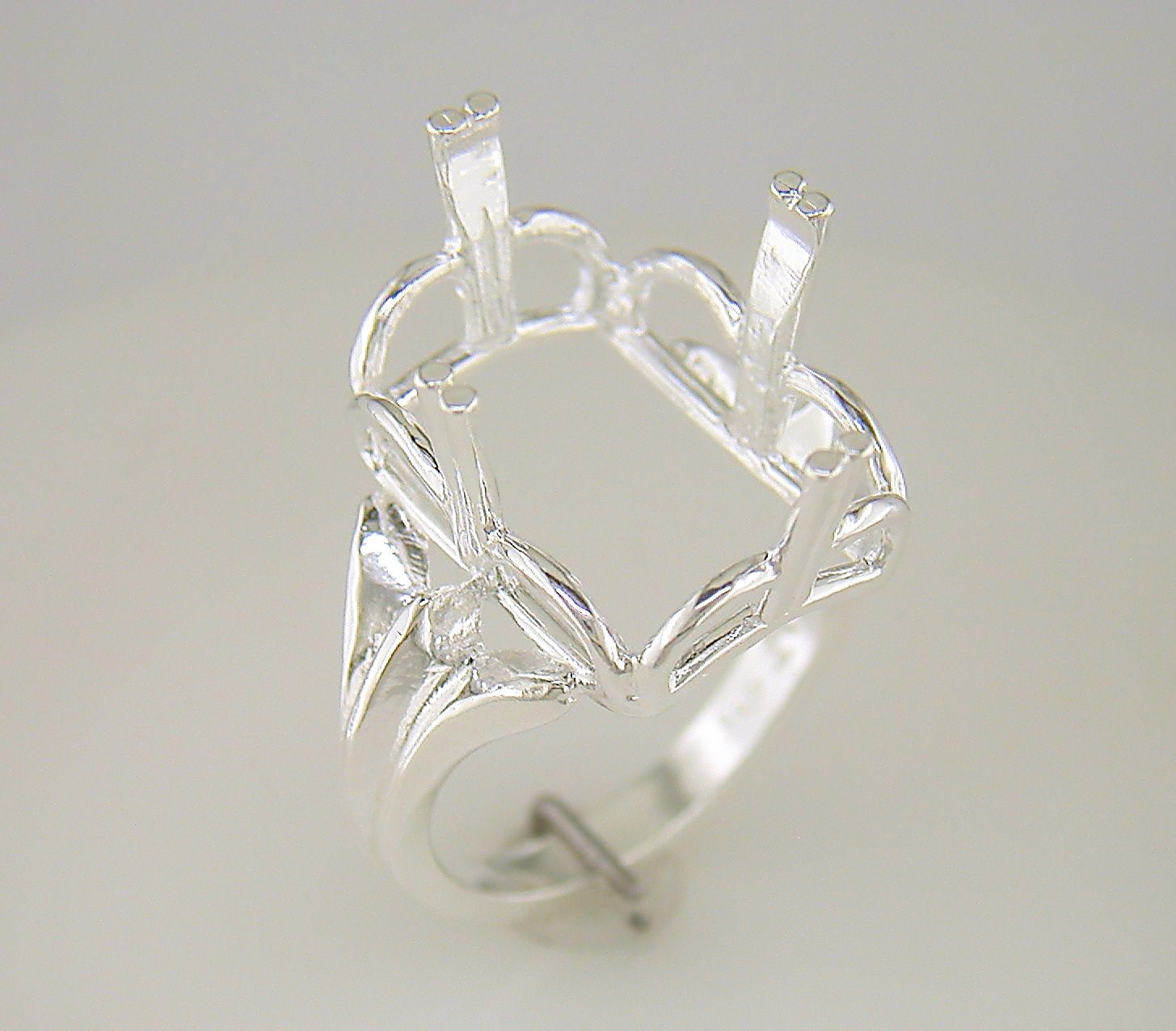 Emerald Cut Regalle Solitaire Ring Setting Sterling Silver