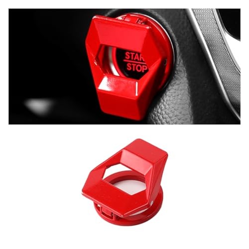 GLSOWEE Car Engine Start/Stop Button Cover, Zinc Alloy Car Push Button Red
