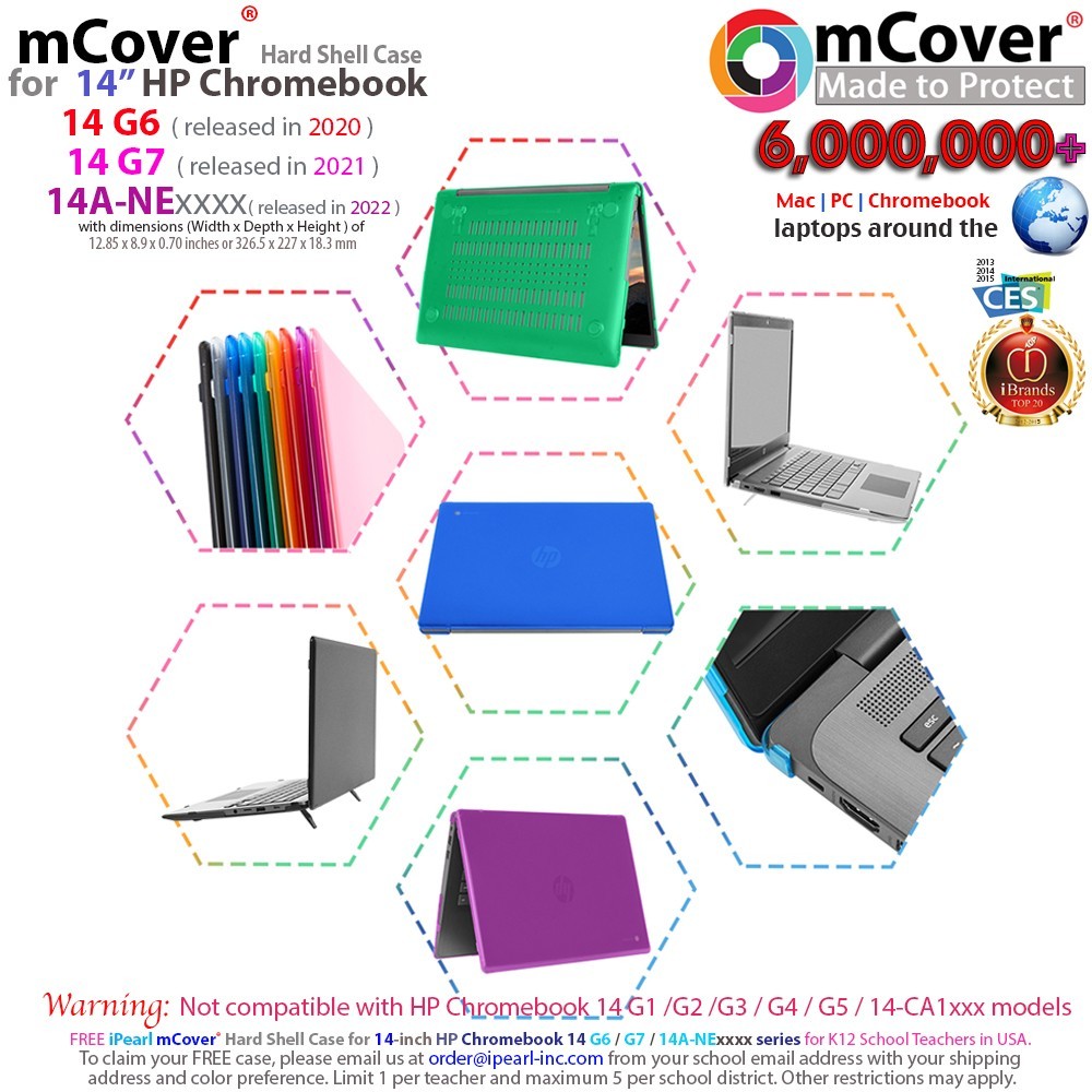 mCover Hard Case for 2020 - 2025 14" HP Chromebook 14 G6 G7 14A-NExxxx series
