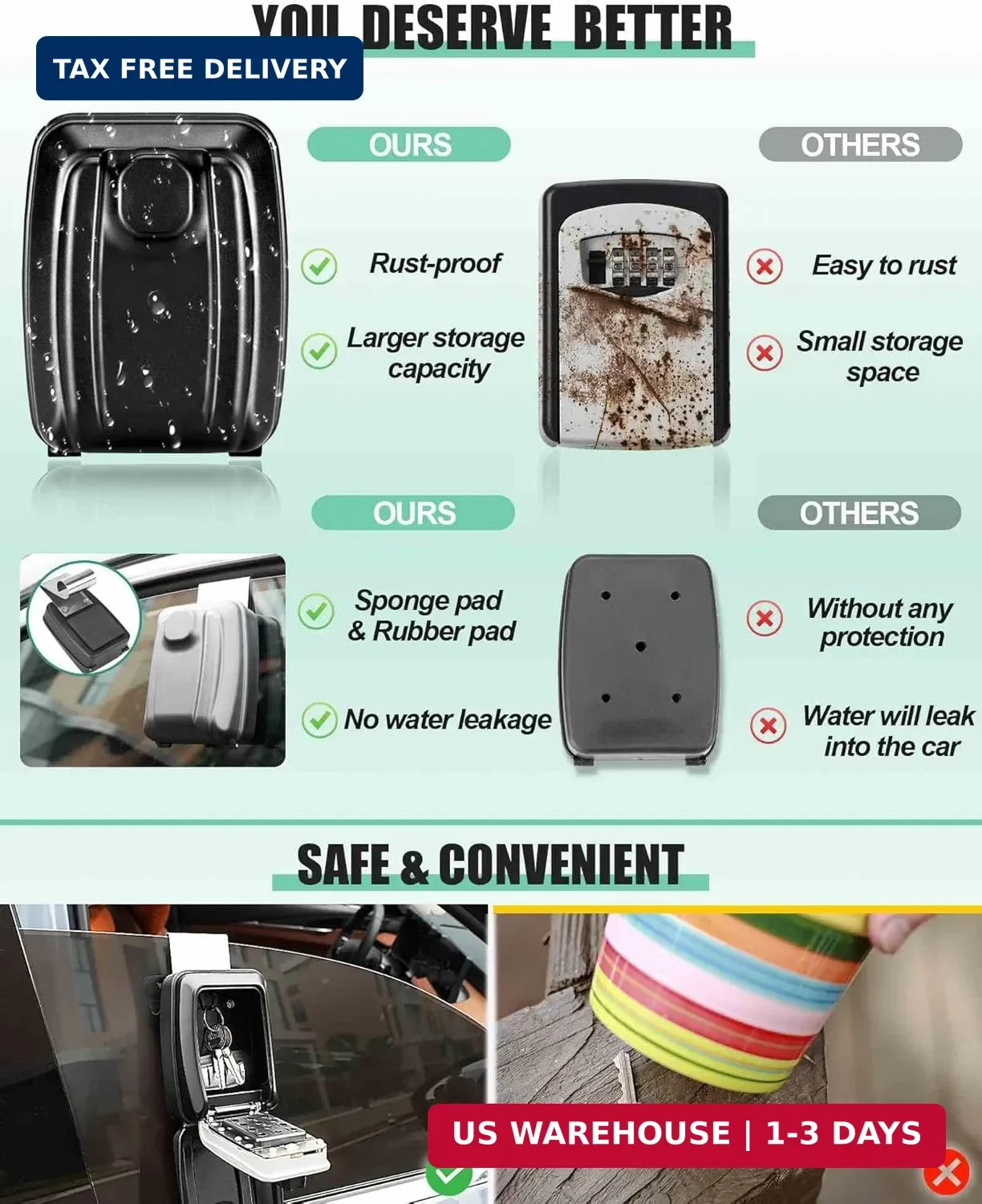 Car Lock Box Punch Button Combination Car Window Key Safe Box Portable