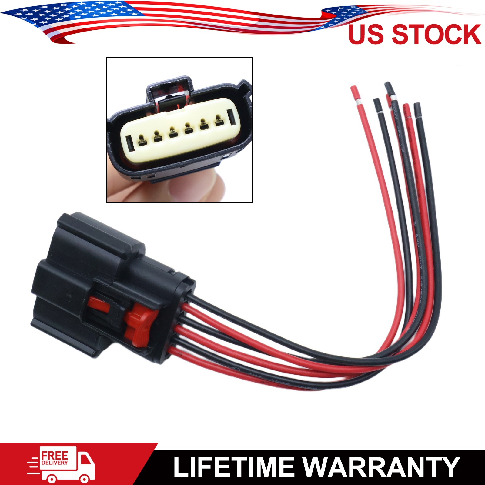 6-Way LED Fog Lamp Fog Light Connector Harness Plug For 2018-2023 Ford Mustang
