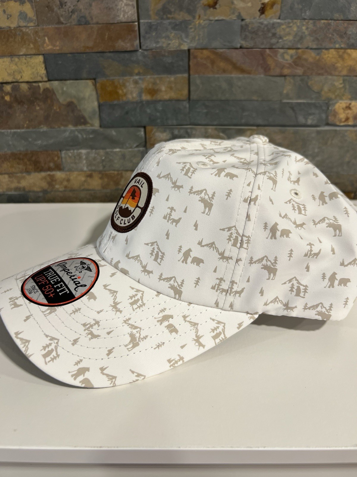 Vail Golf Club Logo Hat~ Light Tan ~ With Wildlife All Over It! ~ NEW