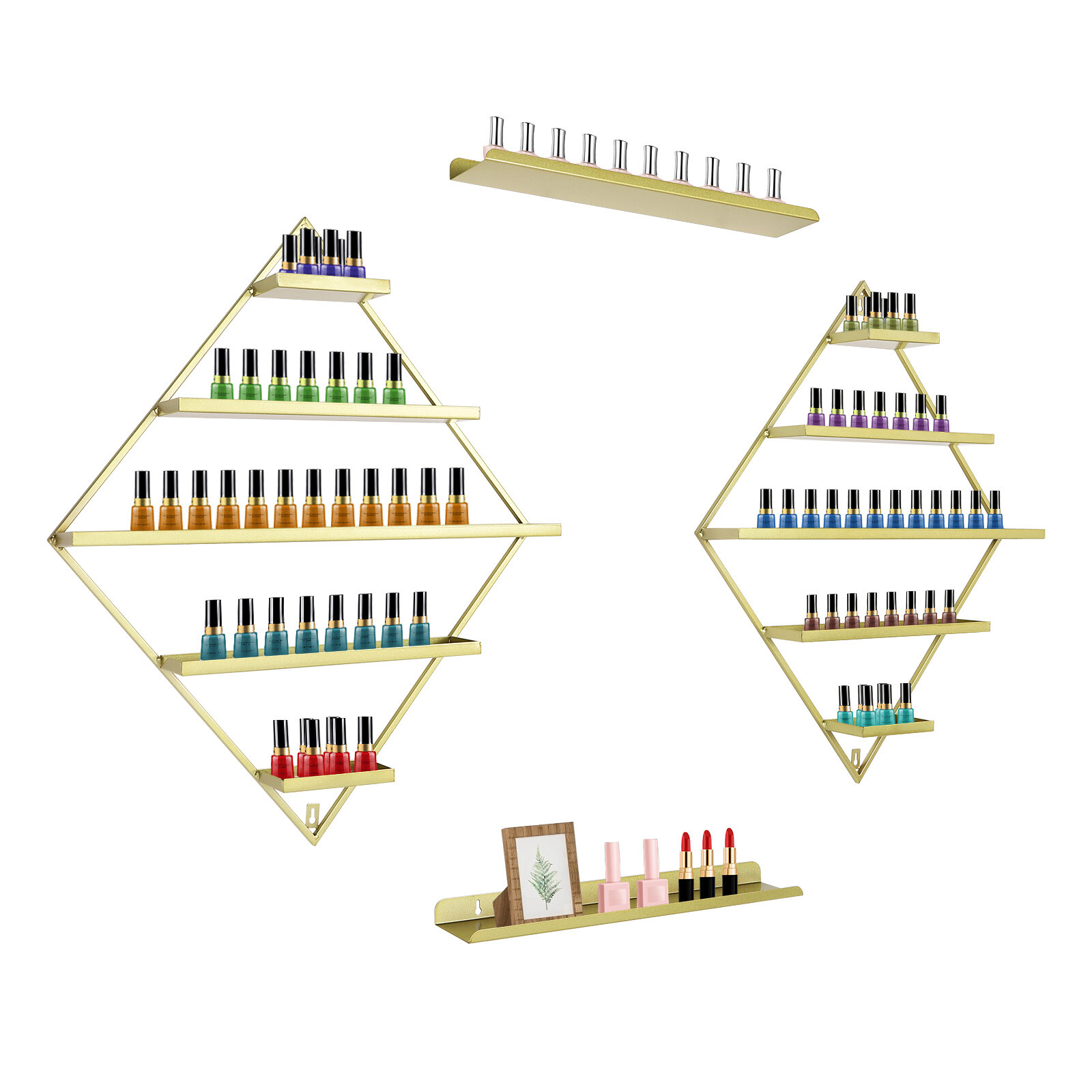 Rhombus?Nail?Polish?Racks, Wall-mounted Nail Polish Racks, 5-tier Display Racks