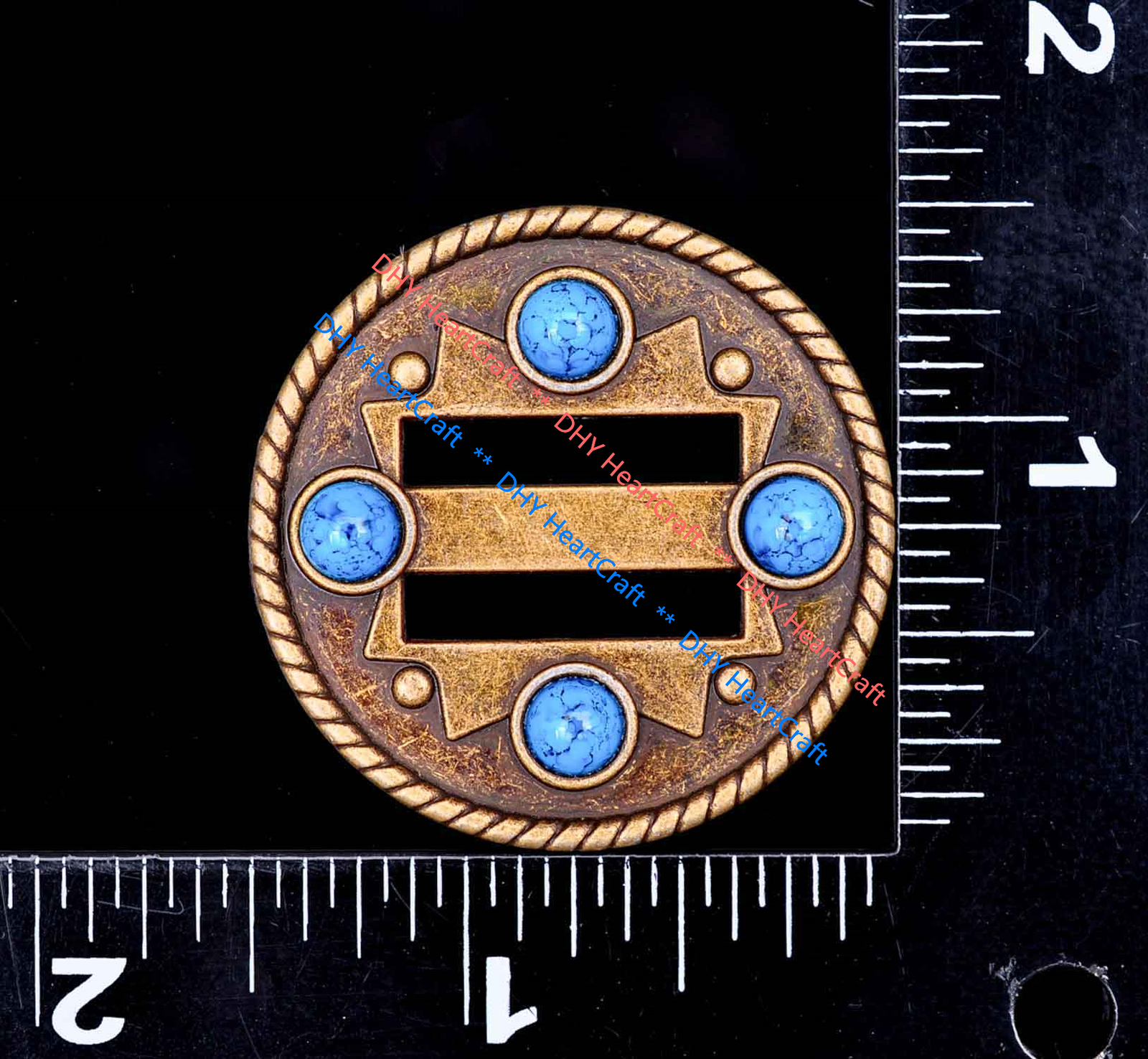 10X Turquoise Cowboy Western Saddle Tack DIY Leather Belt Slotted Concho 1-1/2"