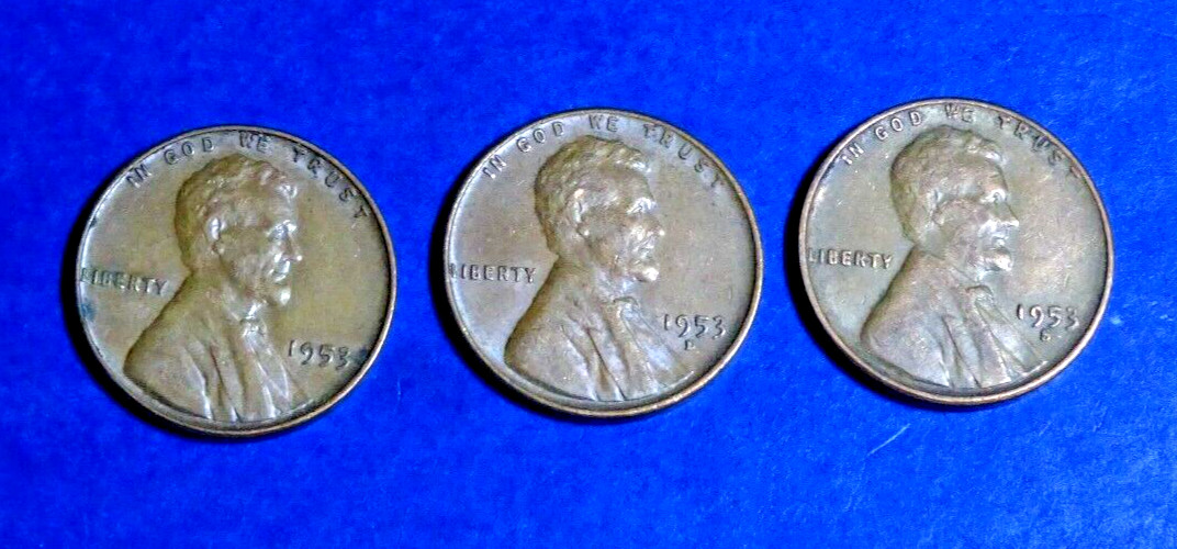 1953 P/D/S LINCOLN CENTS (FINE+ OR  BETTER!) STOCK PHOTO - RANDOM PICKED
