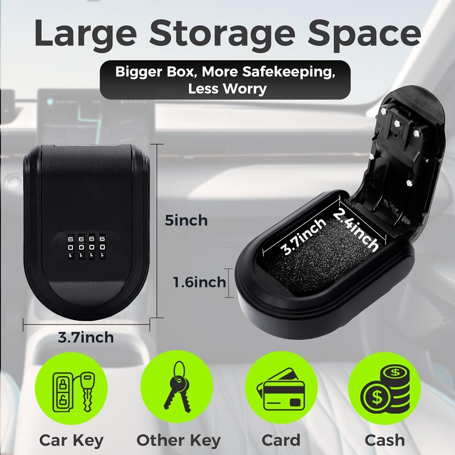 Magnetic Key Holder Box Hide A Key Under Car with Combination Lock with Stron...