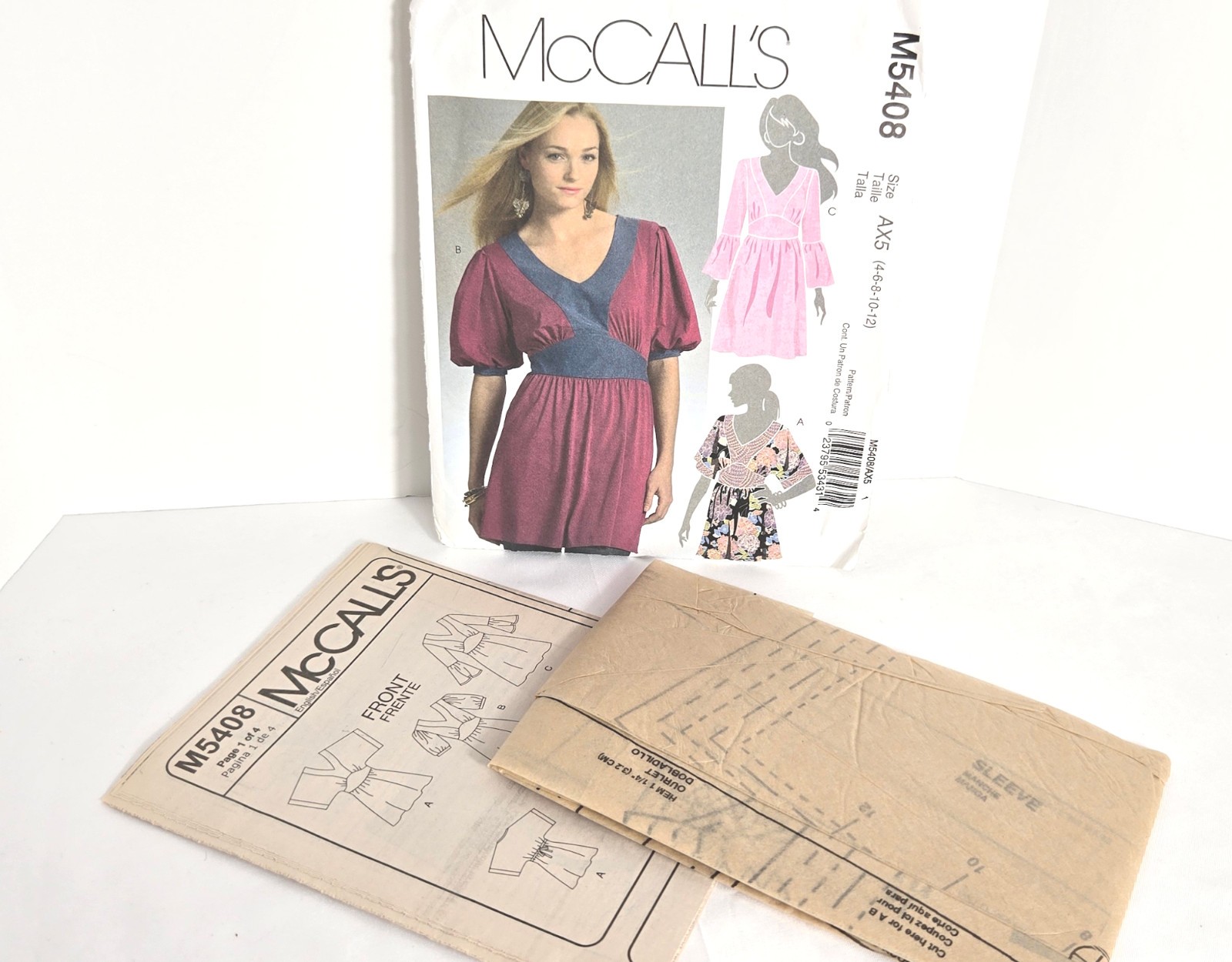 Pullover Top Pattern McCall's M5408 AX5 Uncut Loose Fitting Size 4 To 12
