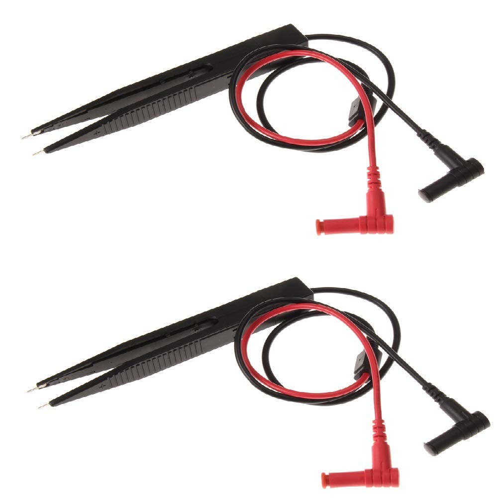 GOSONO 2pcs/lot SMD Inductor Test Clip Probe Tweezers for Resistor Black
