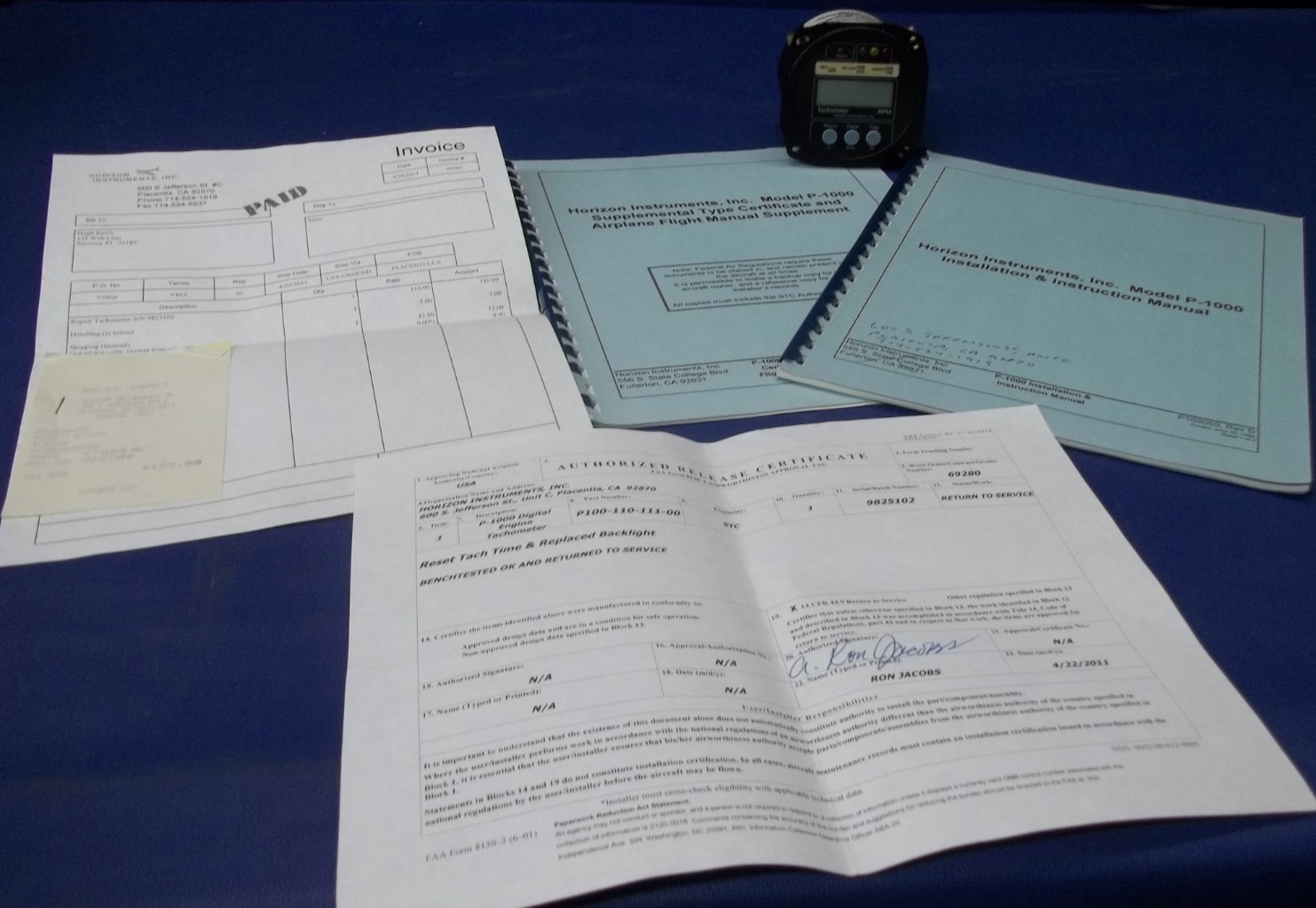 HORIZON INSTRUMENTS P-1000 ELECT DIGITAL ENGINE TACHOMETER PN P100-110-111-00