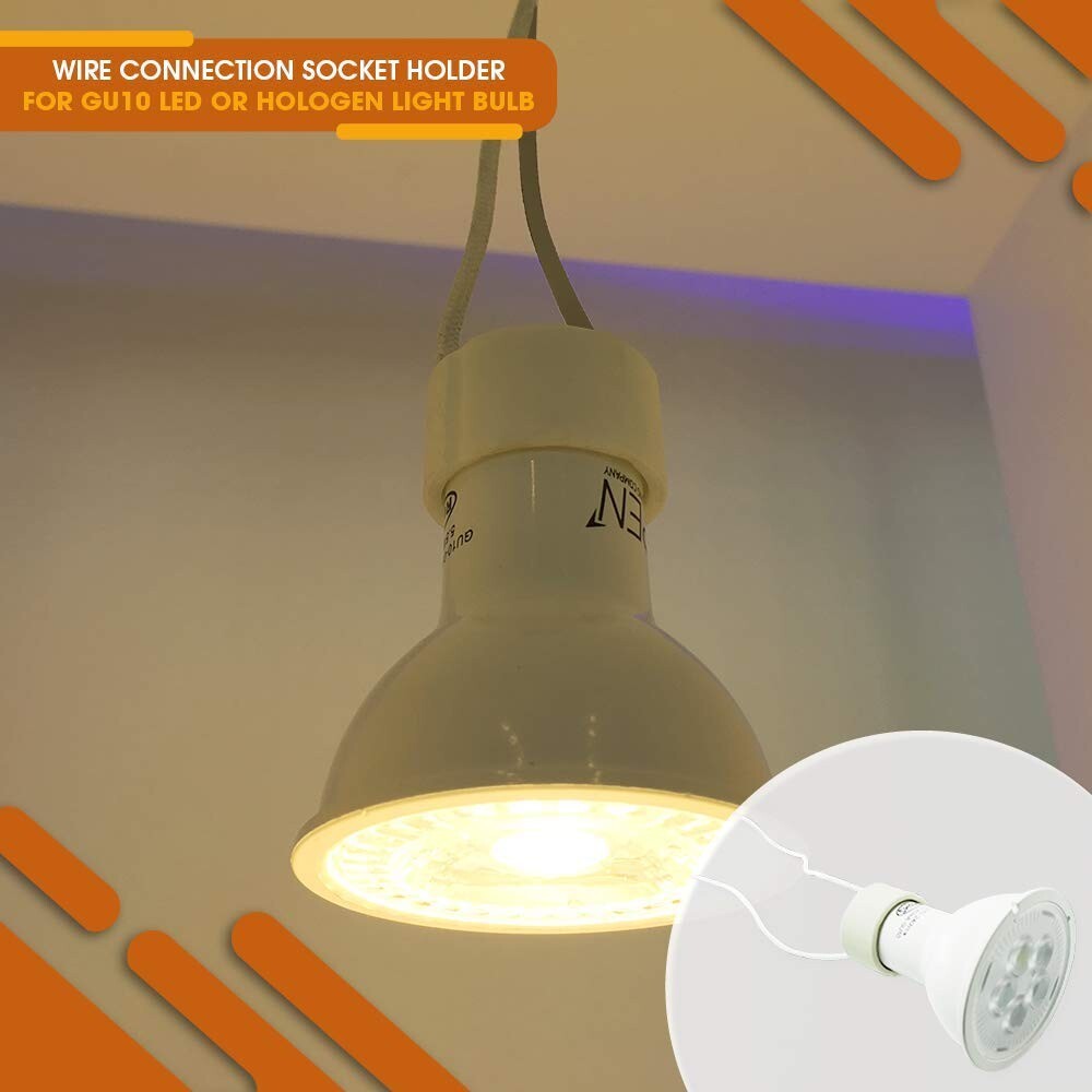 10 PCS - Wire Connection Socket Holder for GU10 LED Light or Hologen Light Bulb