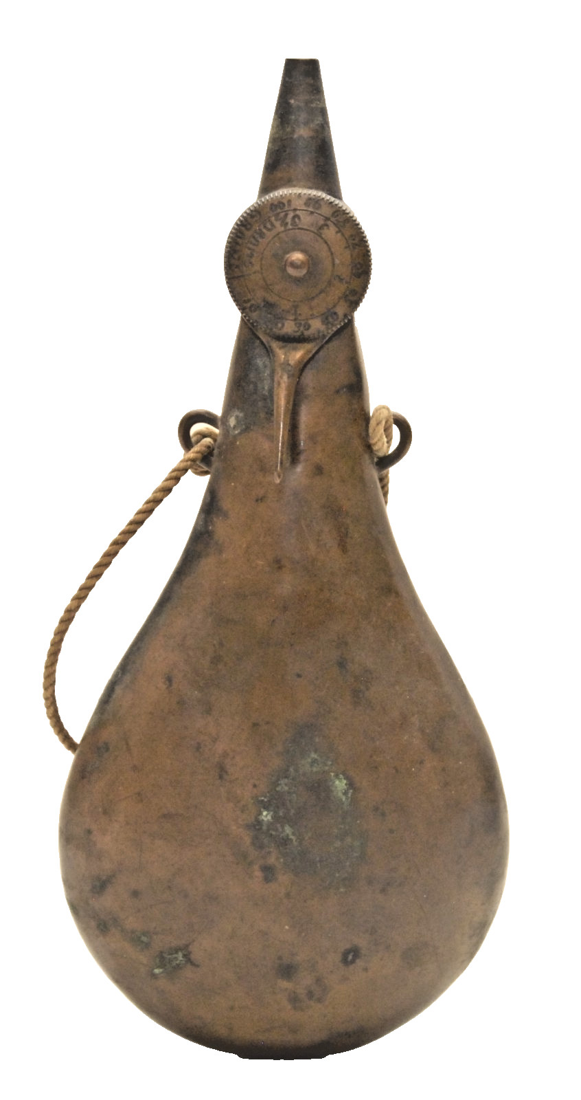 ANTIQUE MARK B. BURNHAM SAVANNAH, GA. COPPER BLACK POWDER FLASK