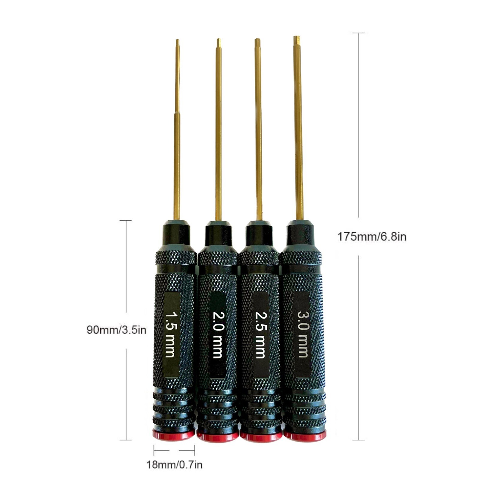 4pc Hex Tool Metric Screw Driver Set 1.5mm 2.0mm 2.5mm 3.0mm -Vengeance RC- VRC