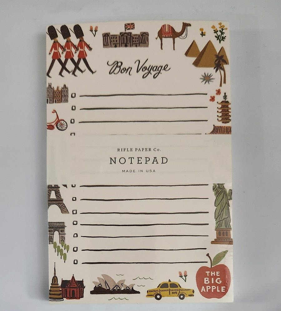 Rifle Paper Co "Bon Voyage" Notepad 6.5" x 4.25" Memo To Do List - New