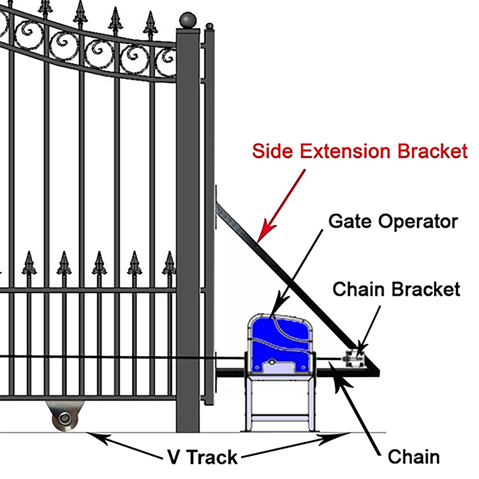 ALEKO Garden Yard Steel Single Sliding 12' Gate Prague Style with Gate Opener