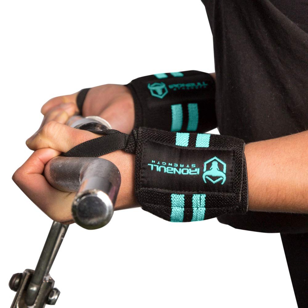 Women Wrist Wraps with Thumb Loops - 12" Professional Medium, Black/Mint