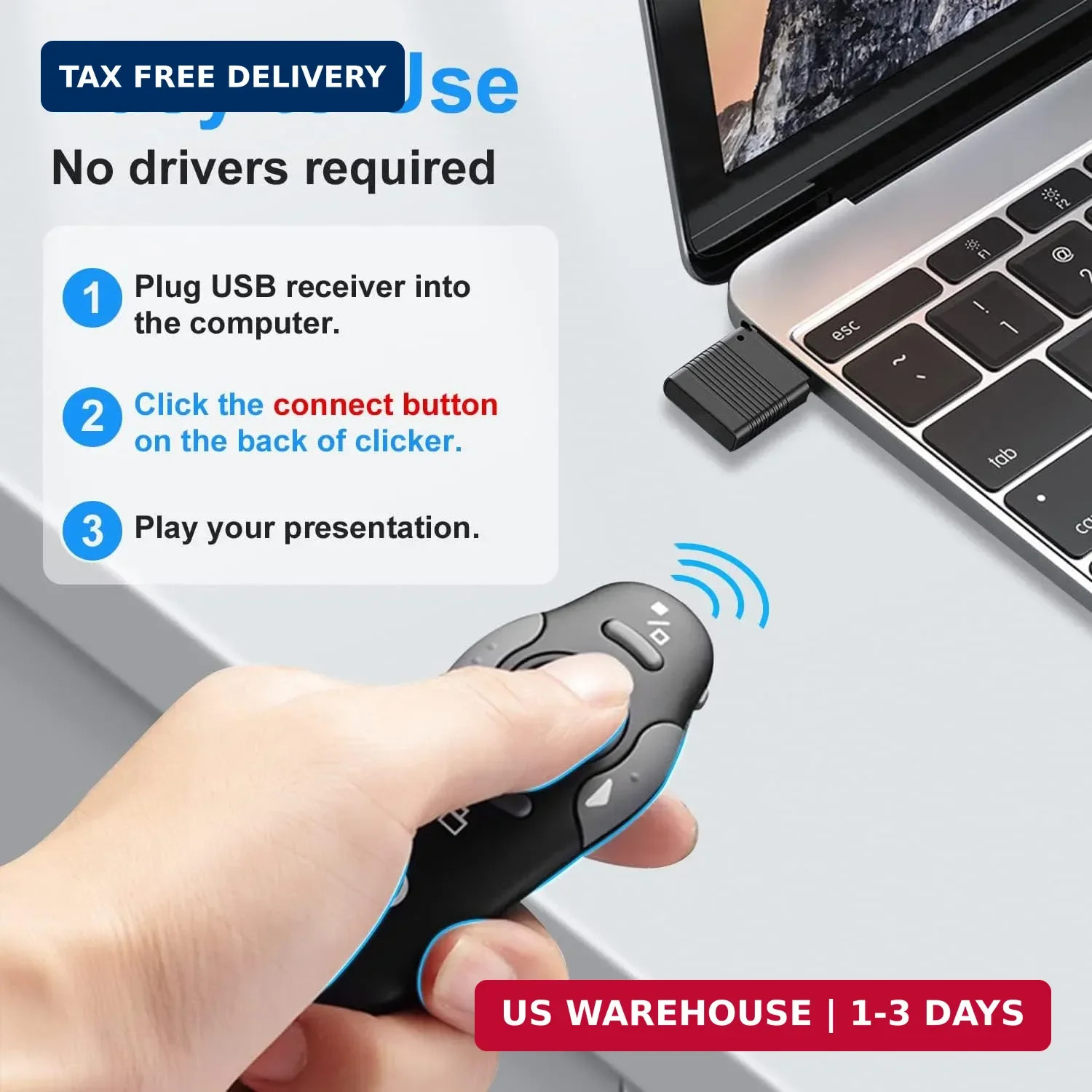 Wireless Presentation Clicker for PowerPoint Presentations, USB Dongle Presenter