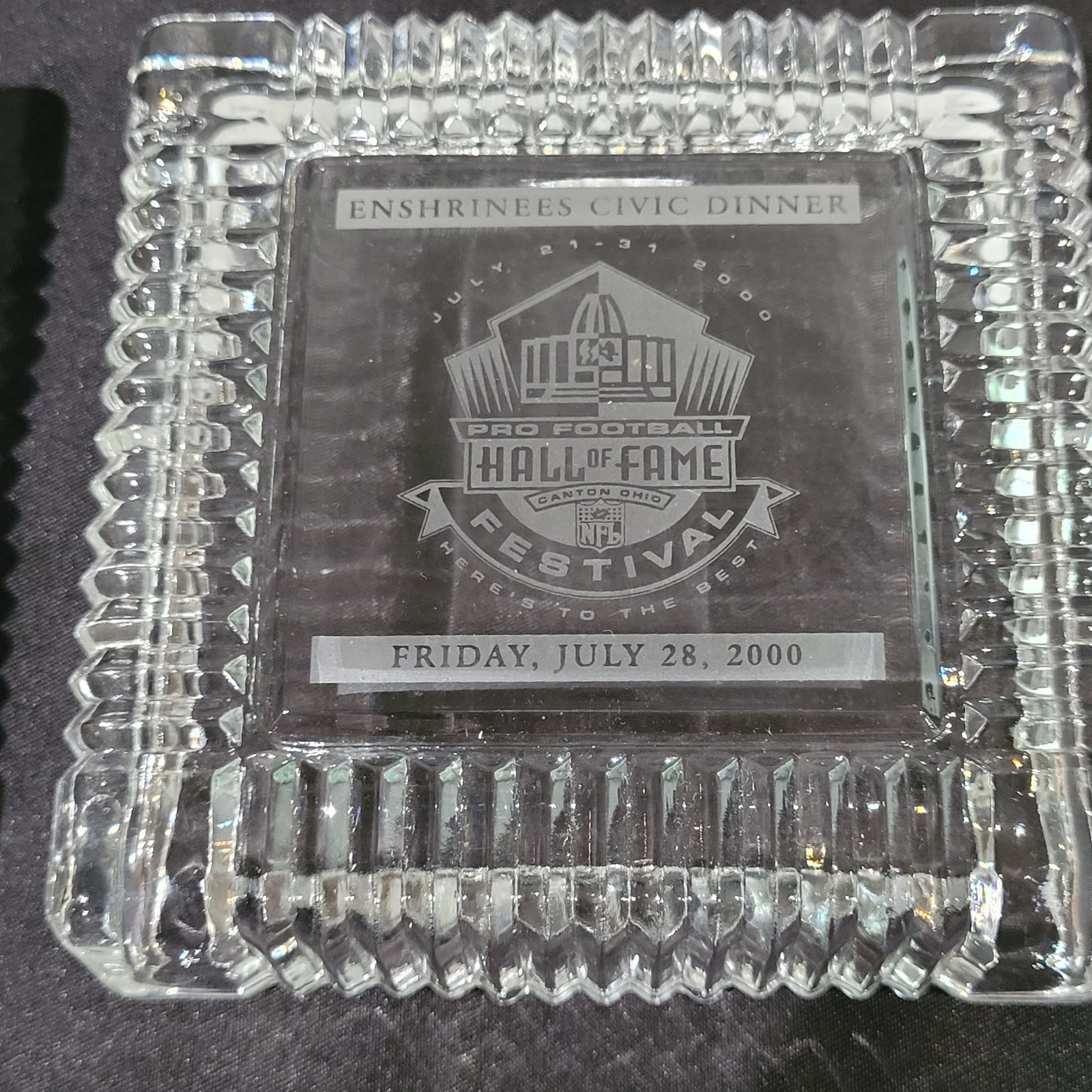 VTG 2000 Pro Football Hall of Fame Civic Dinner Lidded Glass Trinket Joe Montana