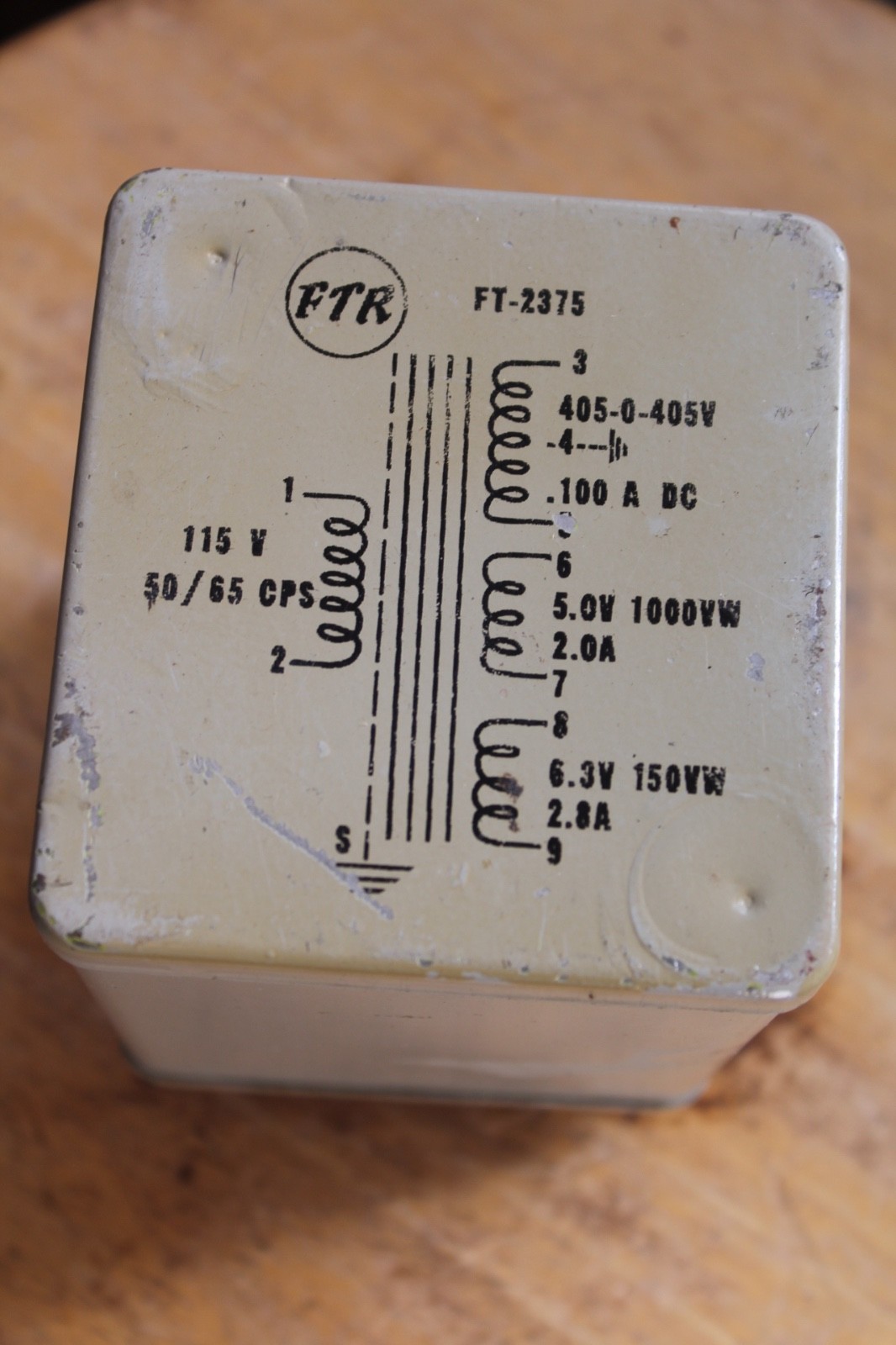 NOS FTR potted power transformer 800VCT 100ma + filaments