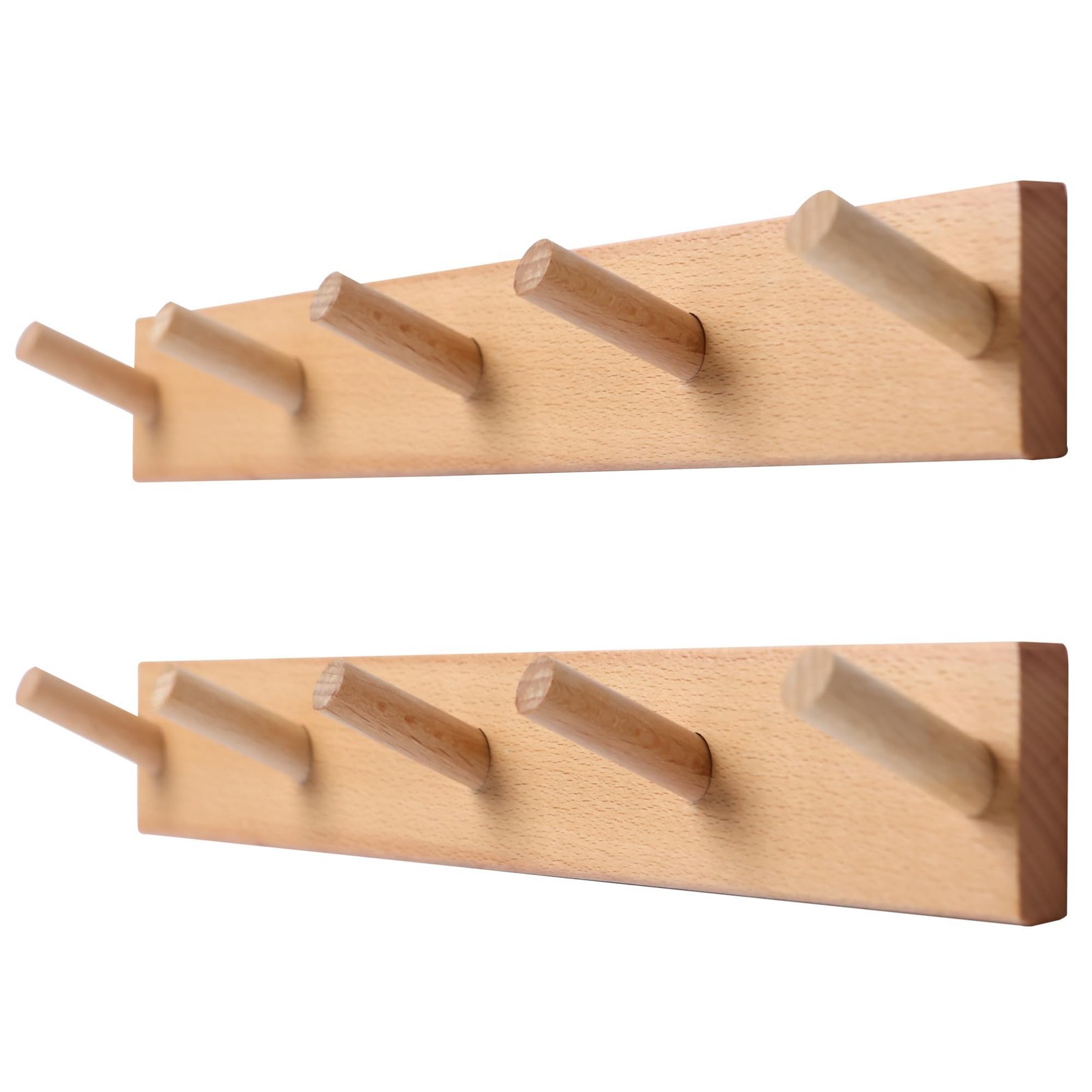 evory 2 Pack Coat Rack Wall Mount, 17 2 Mount-Beech wood