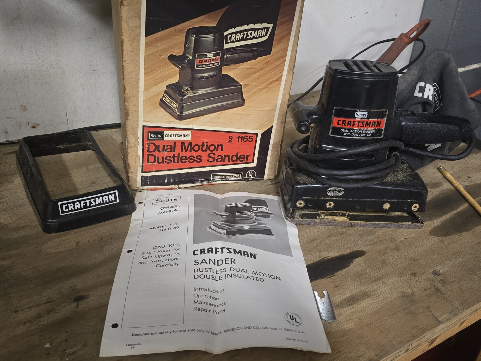VINTAGE  Craftsman Dual Motion Dustless Sander 91165 WORKS!!!