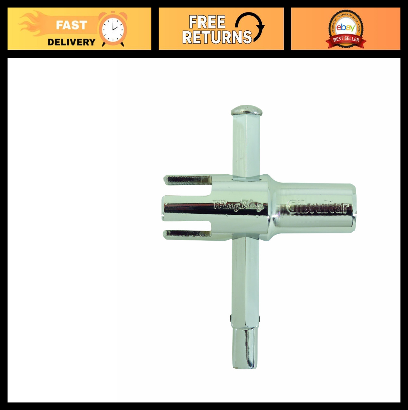 Multi-Purpose Wing Key Drum Tool - Silver, Essential for Drummers & Musicians