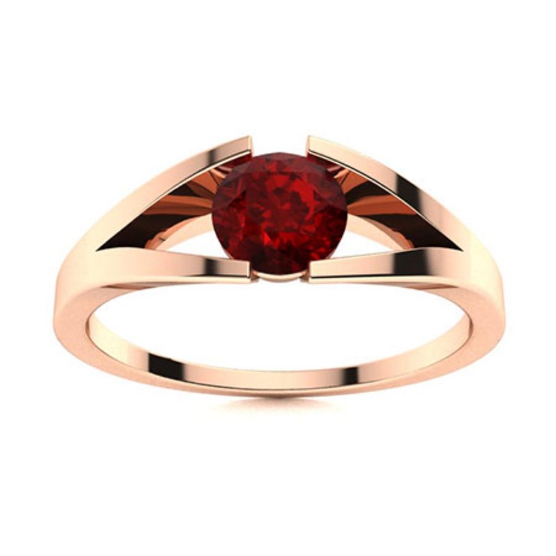 925 Sterling Silver Natural Garnet Solitaire Artisan Sister Ring Jewelry