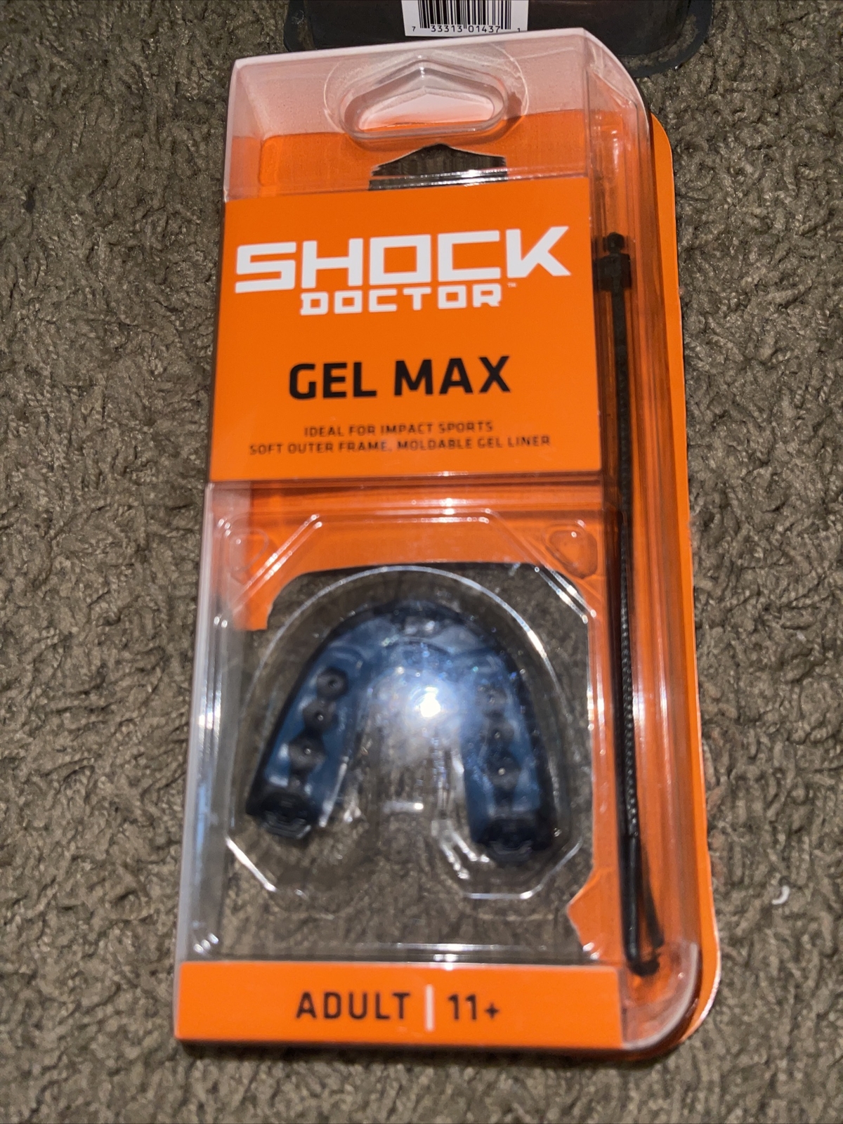 Shock Doctor Gel Max Moldable Mouthguard - Adult Age 11+ Black / Blue Open Box