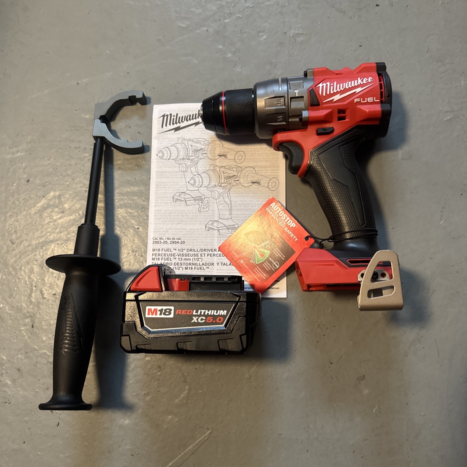Milwaukee 2904 M18 18V FUEL Cordless 1/2" Hammer Drill/Driver 5.0 Ah Battery