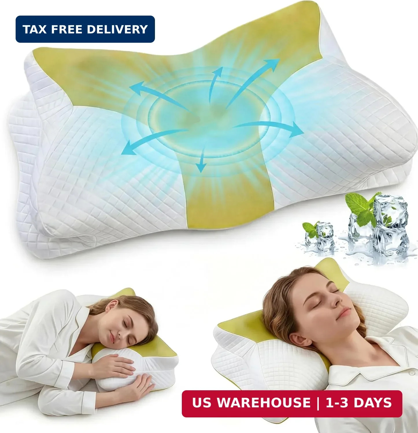 Cervical Neck Pillow for Pain Relief - Ergonomic Cooling Neck Support Pillow,Ort