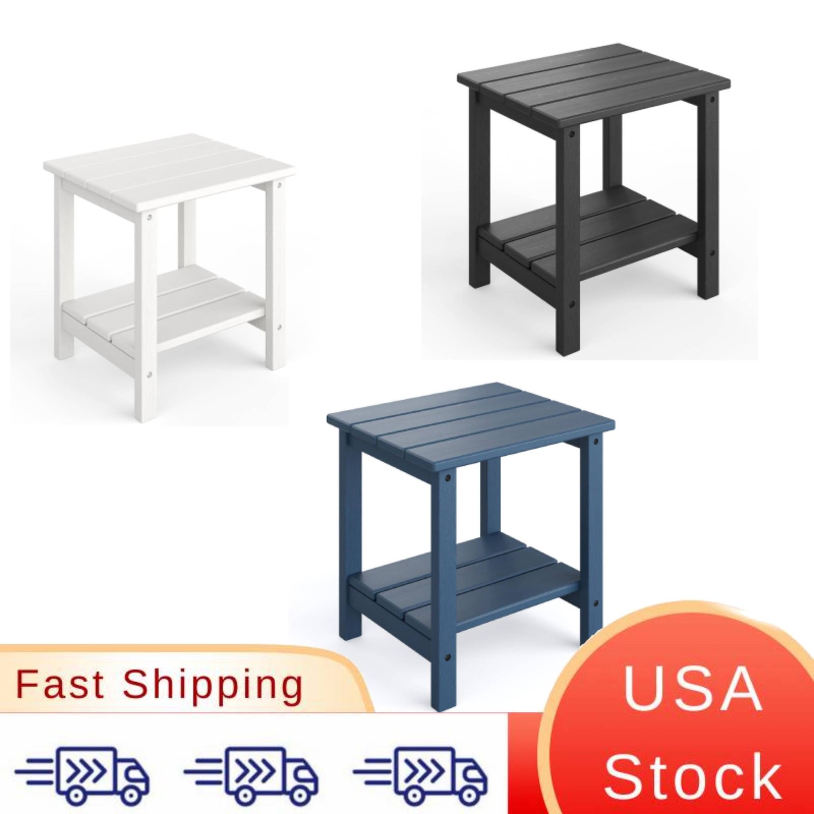 All Weather Resistant End Table HDPE Two Tier Adirondack Outdoor Side Table Prov