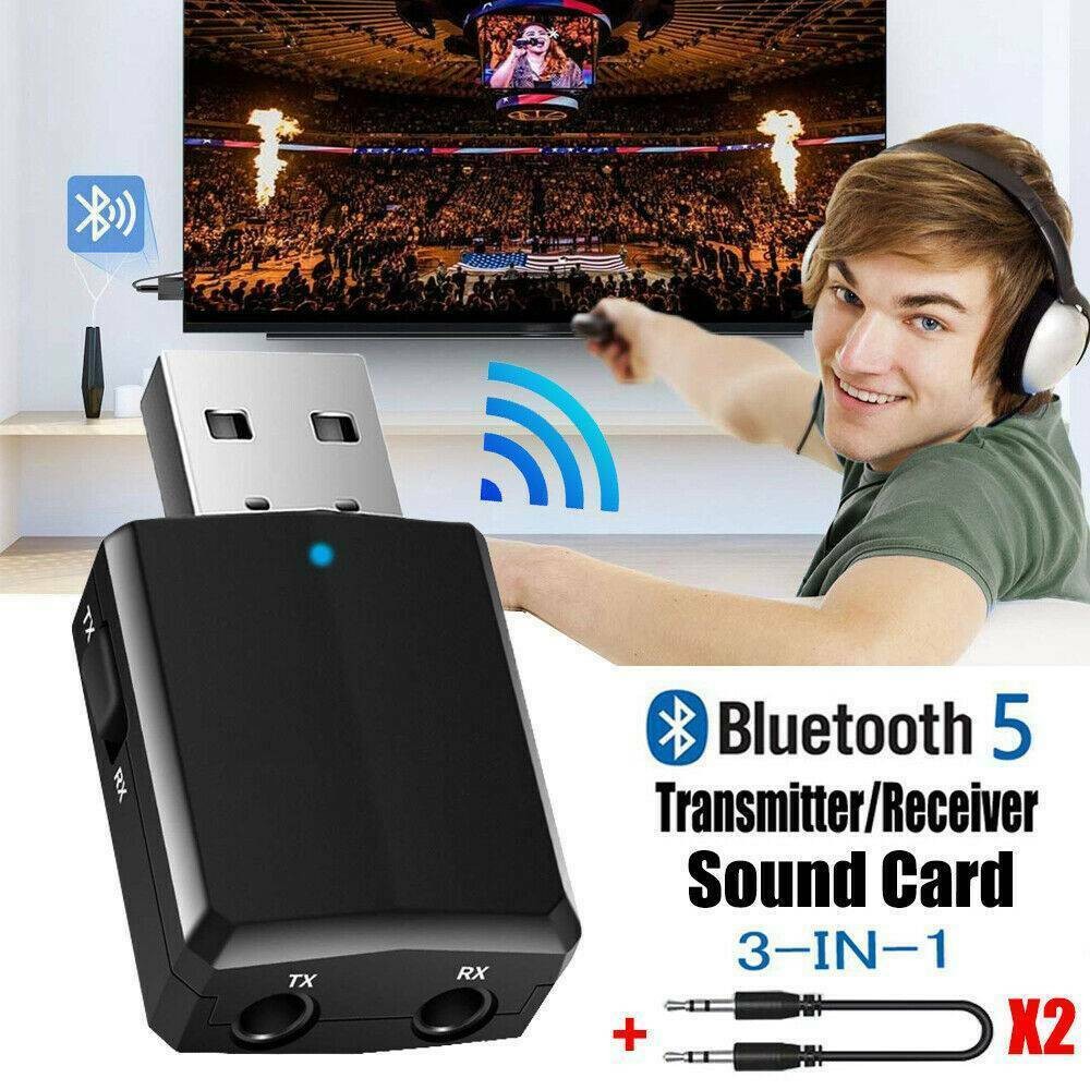 3 in 1 USB Bluetooth 5.0 Audio Transmitter/Receiver Adapter For TV PC CAR zz