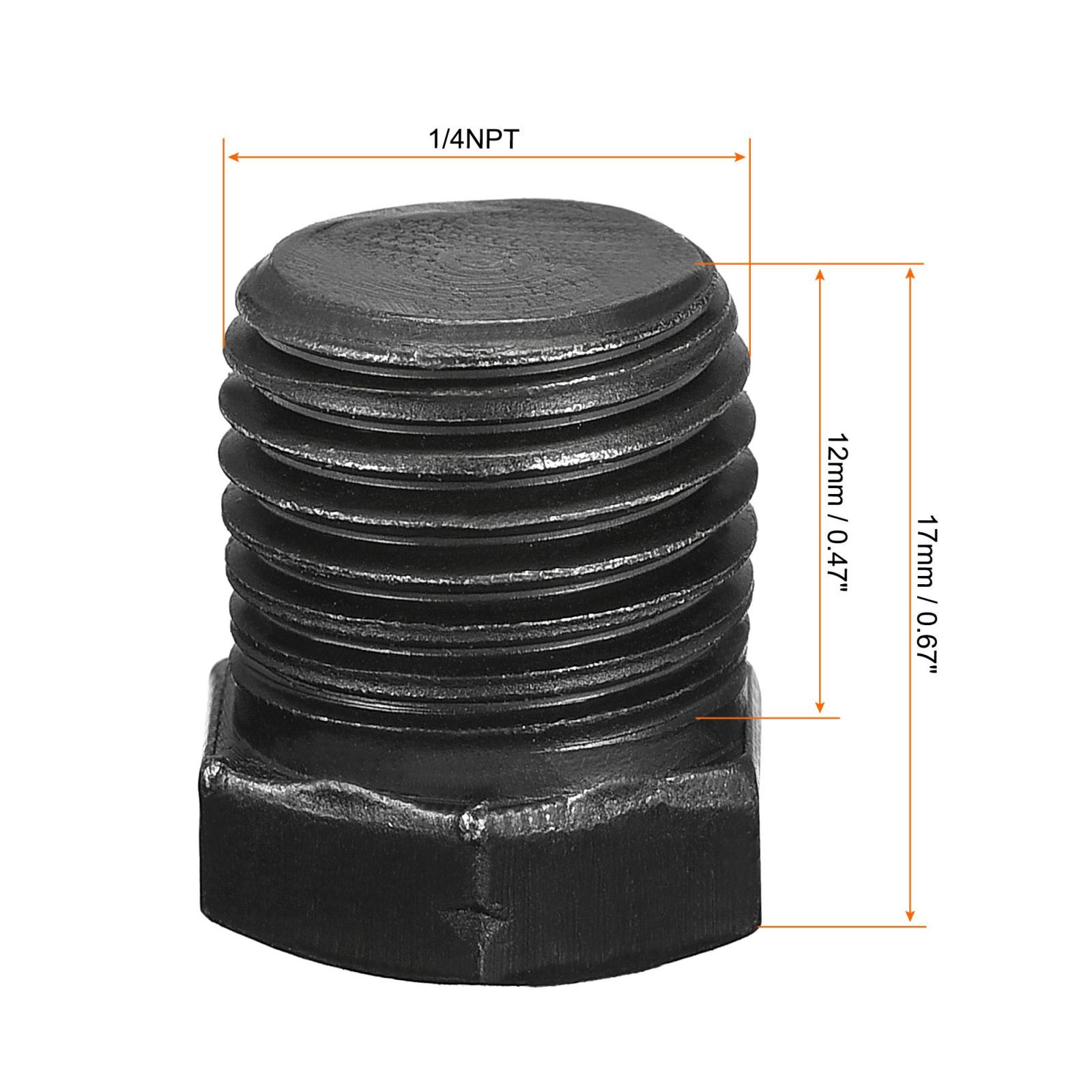 Outer Hex Head Socket Pipe Fitting Plug 1/4NPT Male Thread Carbon Steel 4Pcs