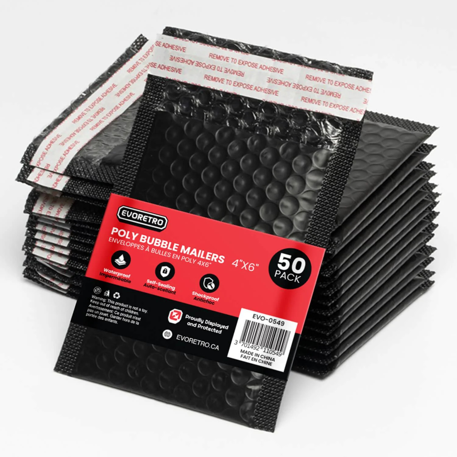 50 Pack 4x6 Black Bubble Mailers Poly Padded Shipping Envelopes by EVORETRO