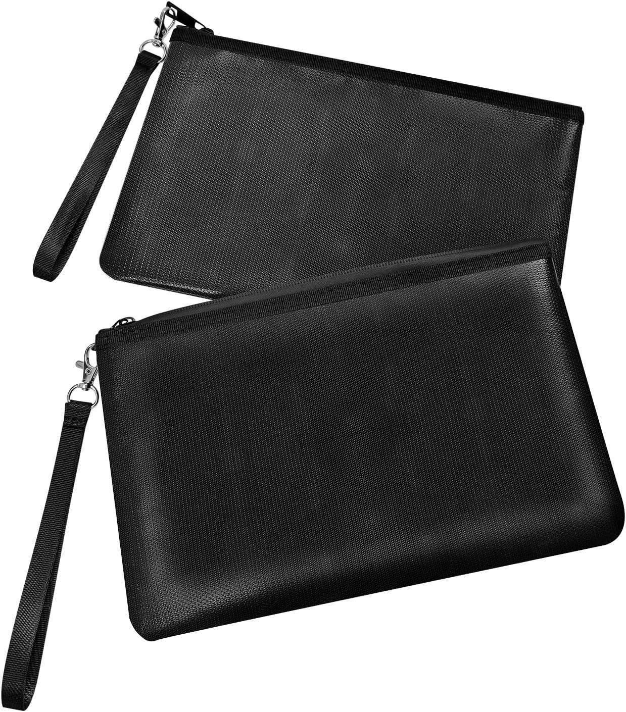 6400°F Fireproof Money Bag 2Pcs, Fireproof Document Bags, Bank Cash Bag with Zip