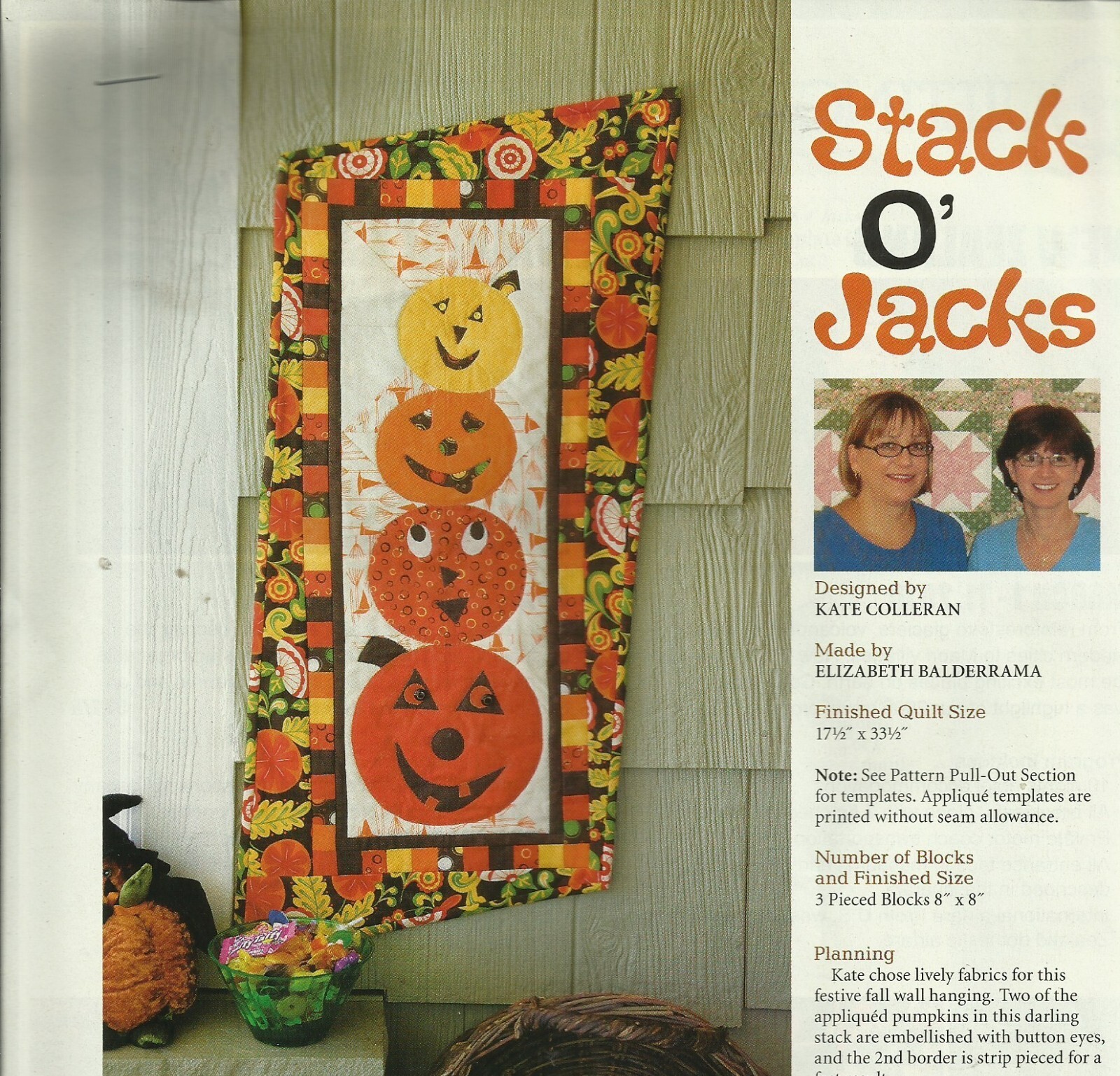 B0449  STACK O'JACKS WALLHANGING QUILT PATTERN/INSTRUCTIONS