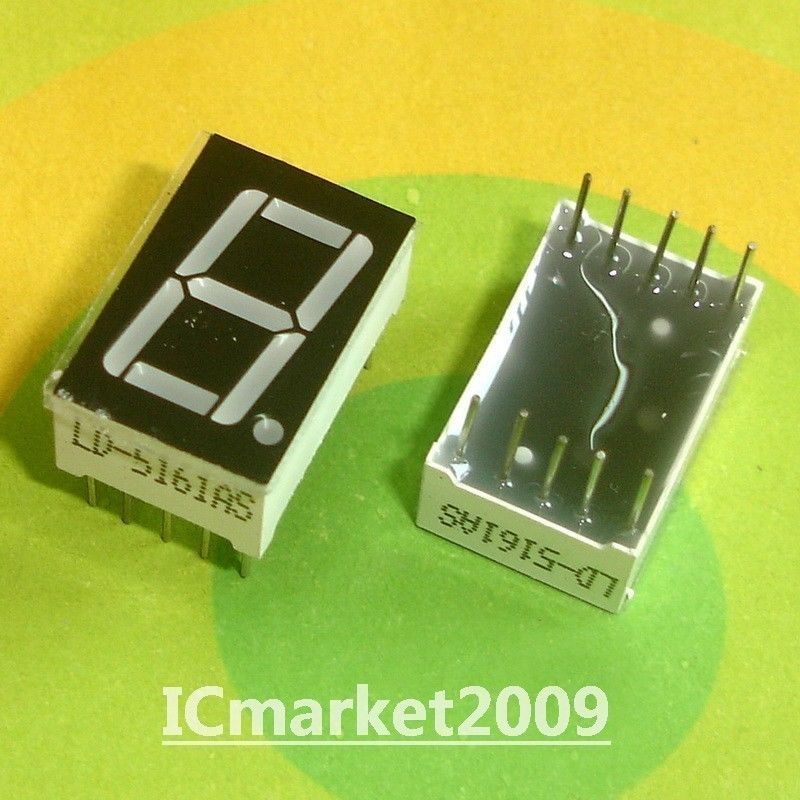 10 PCS 0.56 inch RED 7 SEGMENT LED DISPLAY COMMON CATHODE DIP-10 LD-5161AS