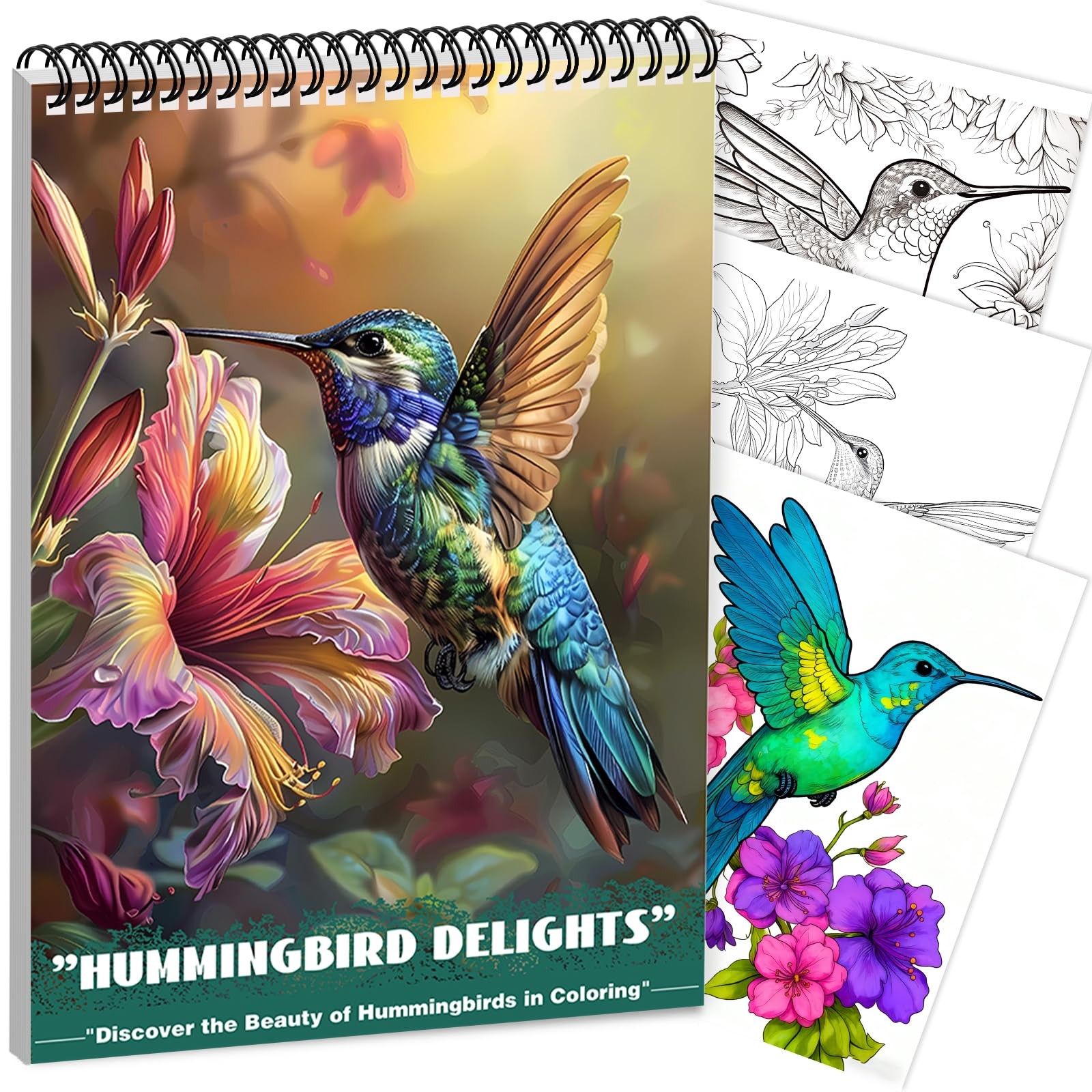 CKMOREL Humming Bird Adult Coloring Book Spiral Bound Mindfulness Adult Color...