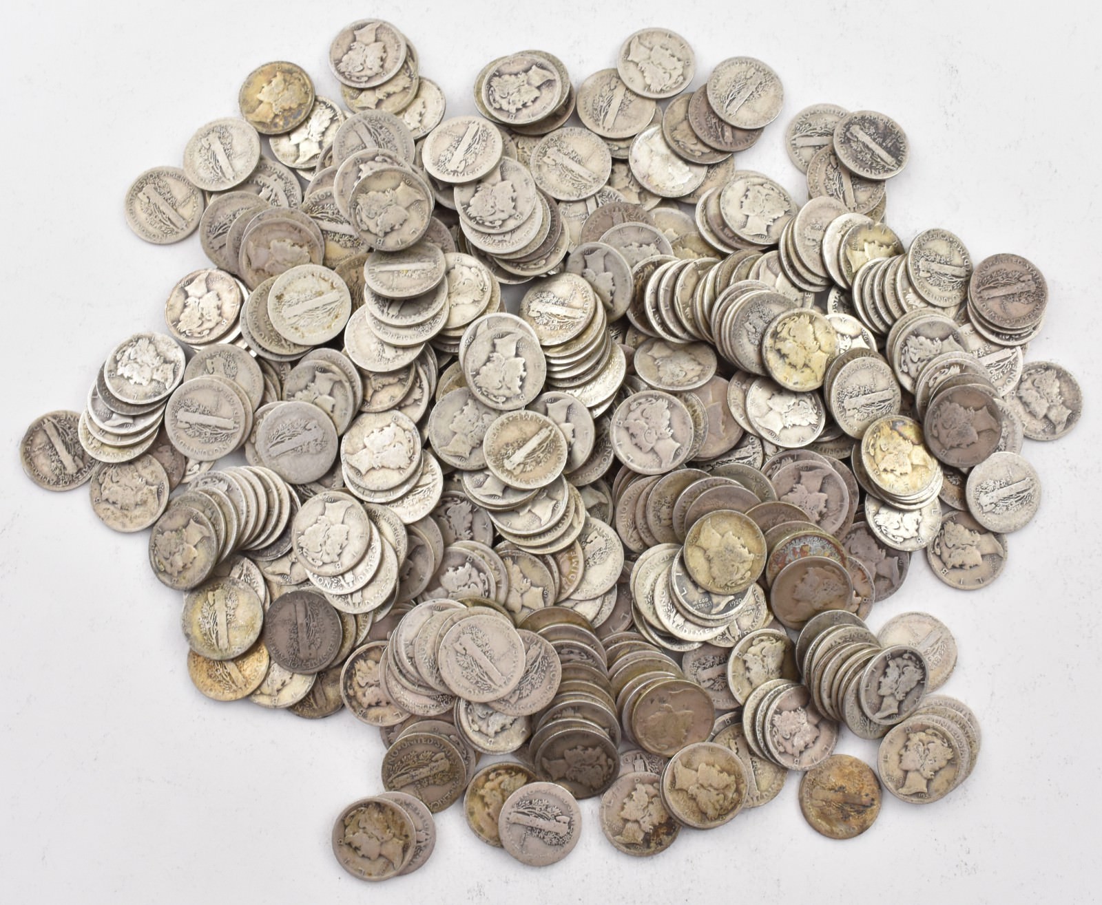 1920-D Mercury 90% Silver Dime Roll Lot of 50 PCS $5 Face
