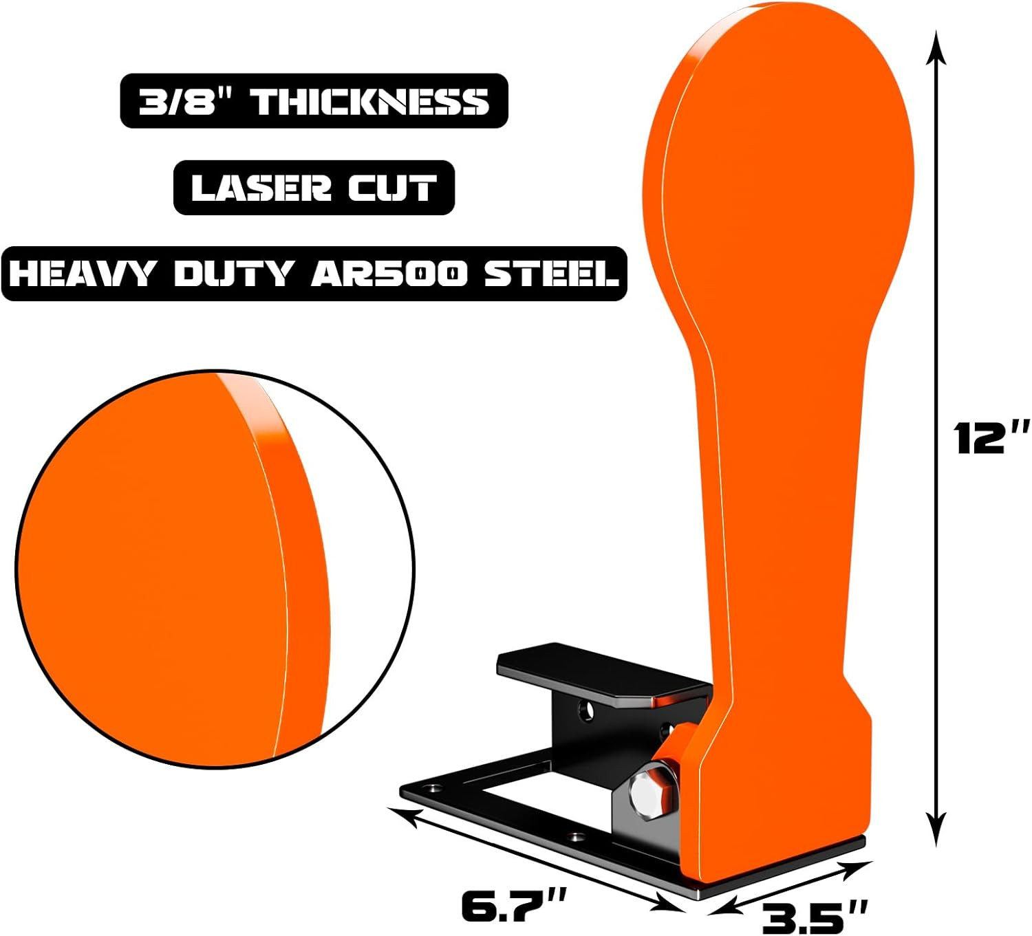 3/8" AR500 Classic Popper Steel Shooting Target 12" Auto Reset Target for Shooti