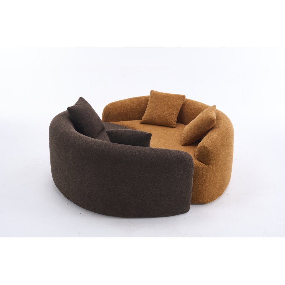 Reversible Loveseat Sofa with Dual-Depth Seat & Pillow Back, Chenille Fabric