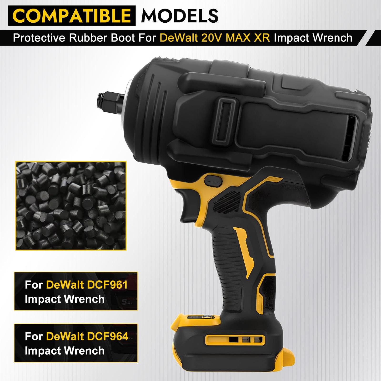 Upgraded DCF961 DCF964 Protective Rubber Boot for 20V MAX DCF961, Black