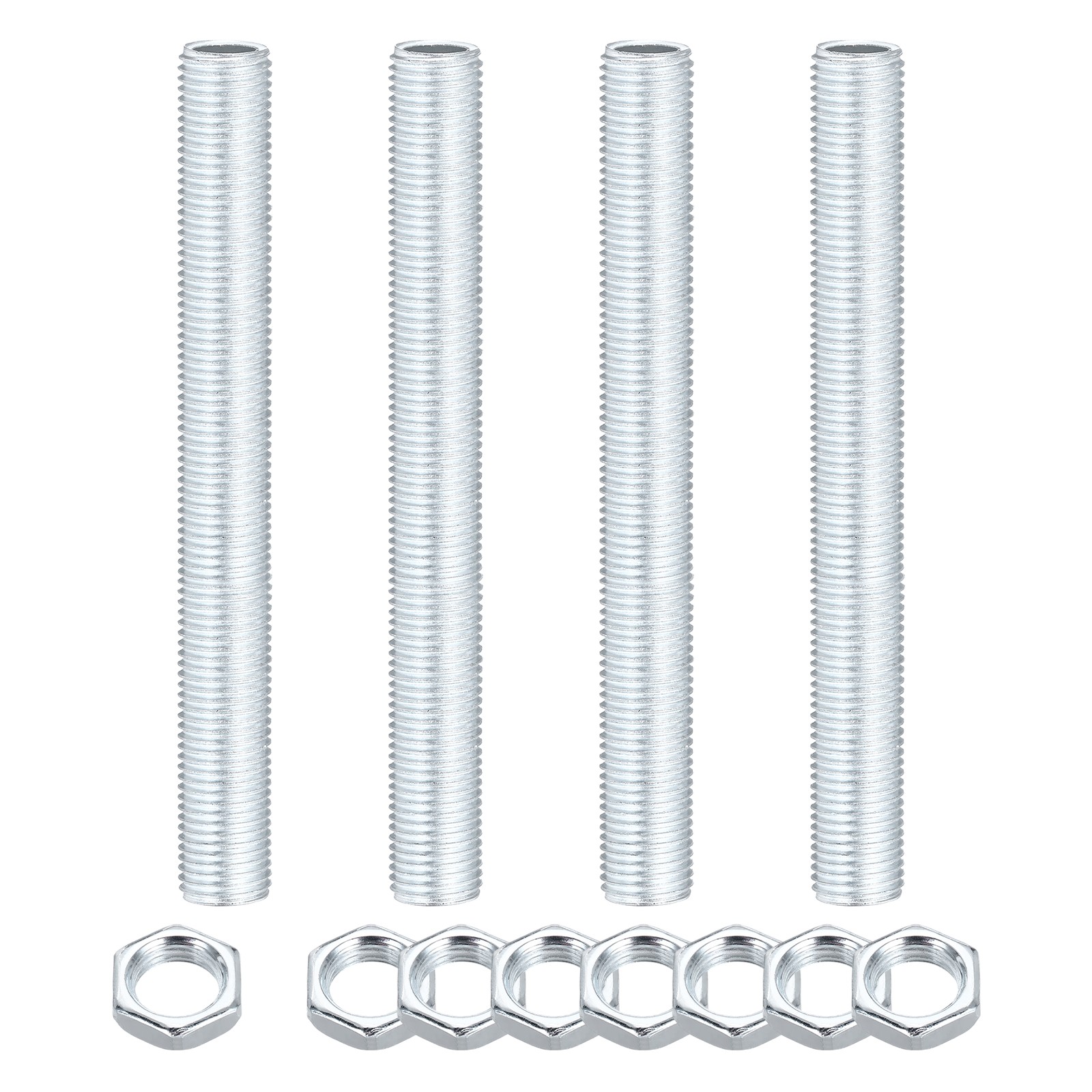 4Pcs M14x1.5 Fine Threaded 4.7" Lamp Pipe Nipples Kit with Lock Nuts, White Zinc